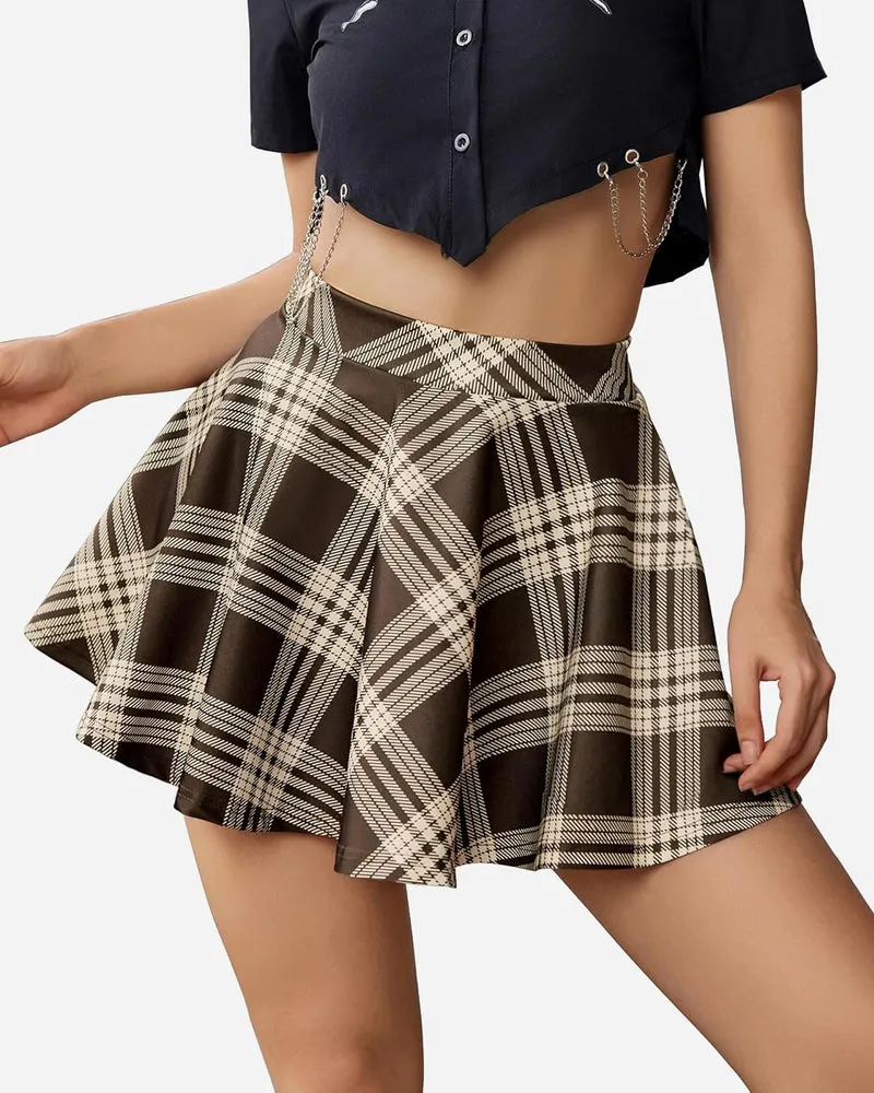 Plaid Skirts High Waist A Line Skirt