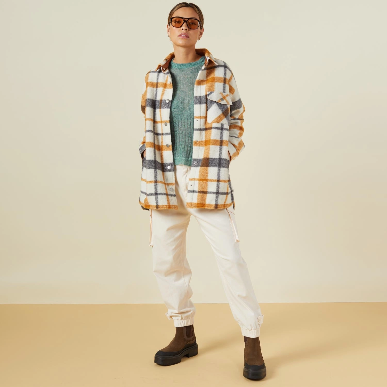 Plaid Shacket Stretch Comfort SoftTouchBrushedInterior