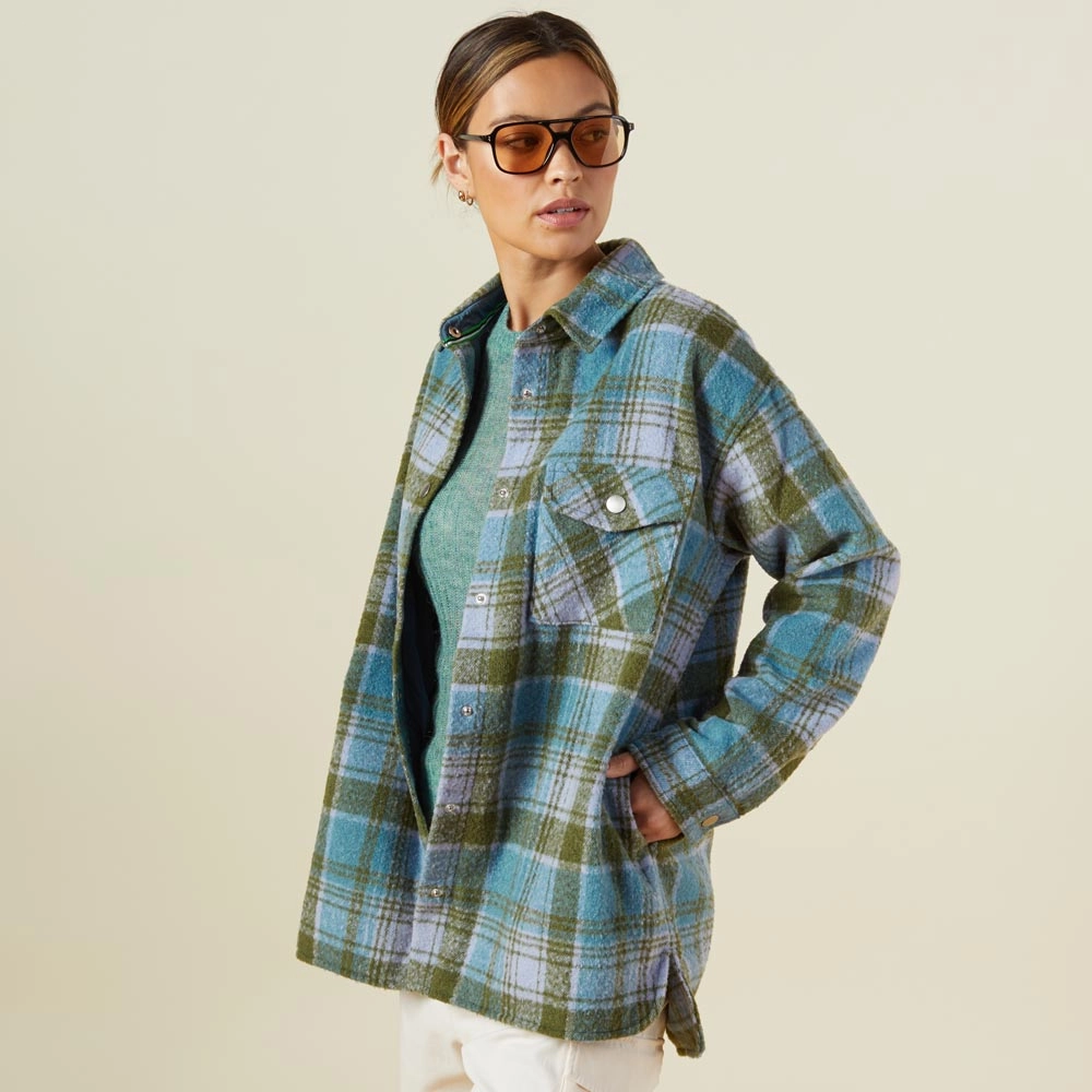 Garment Dyed Finish Plaid Shacket