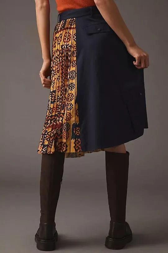 Luxury Finish Pleated Cargo Midi Skirt