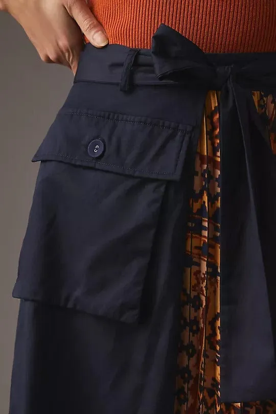 Pleated Cargo Midi Skirt slim fit