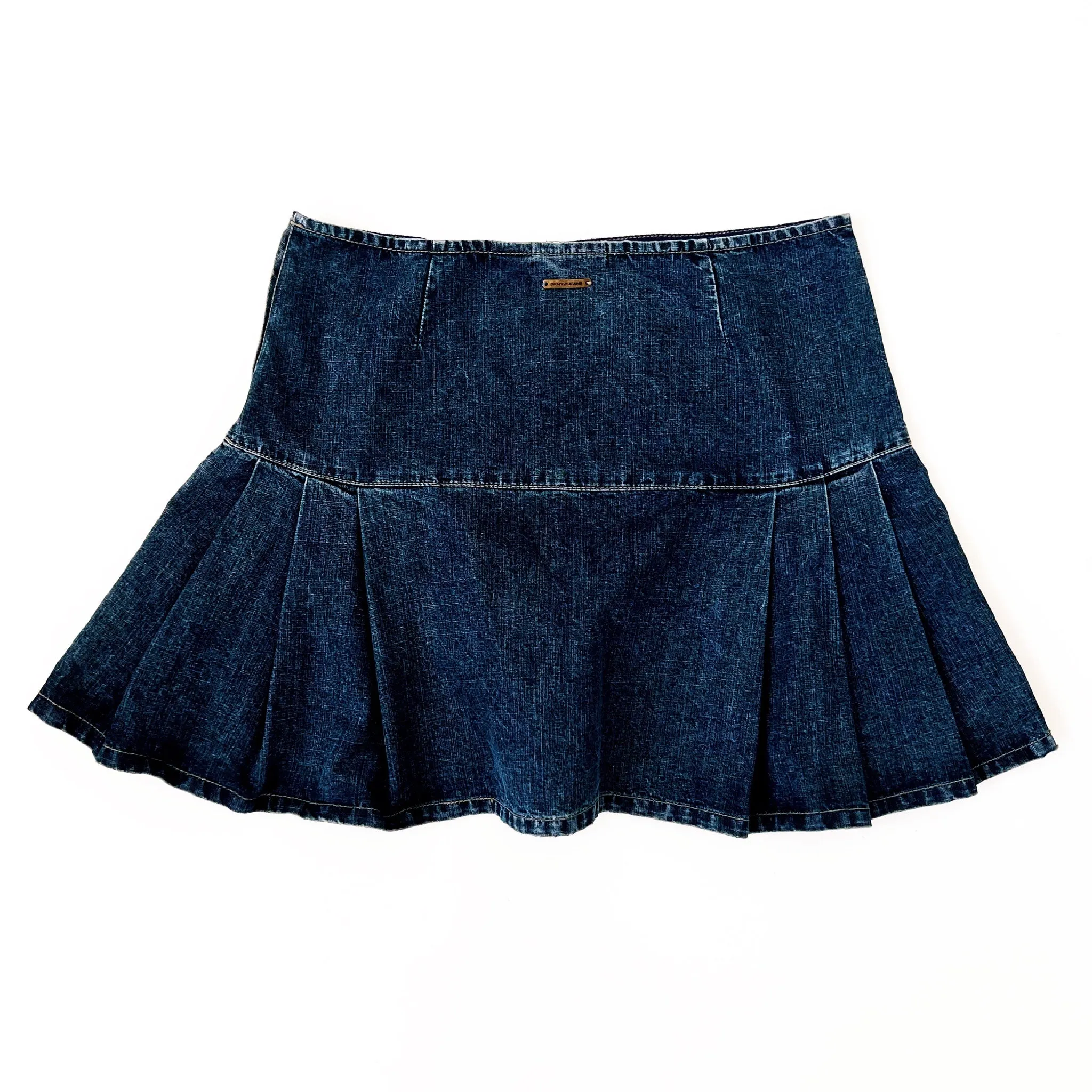 Pleated Denim Mini Skirt (M)