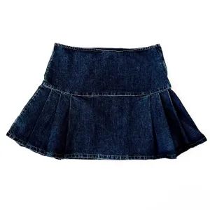 Pleated Denim Mini Skirt (M)