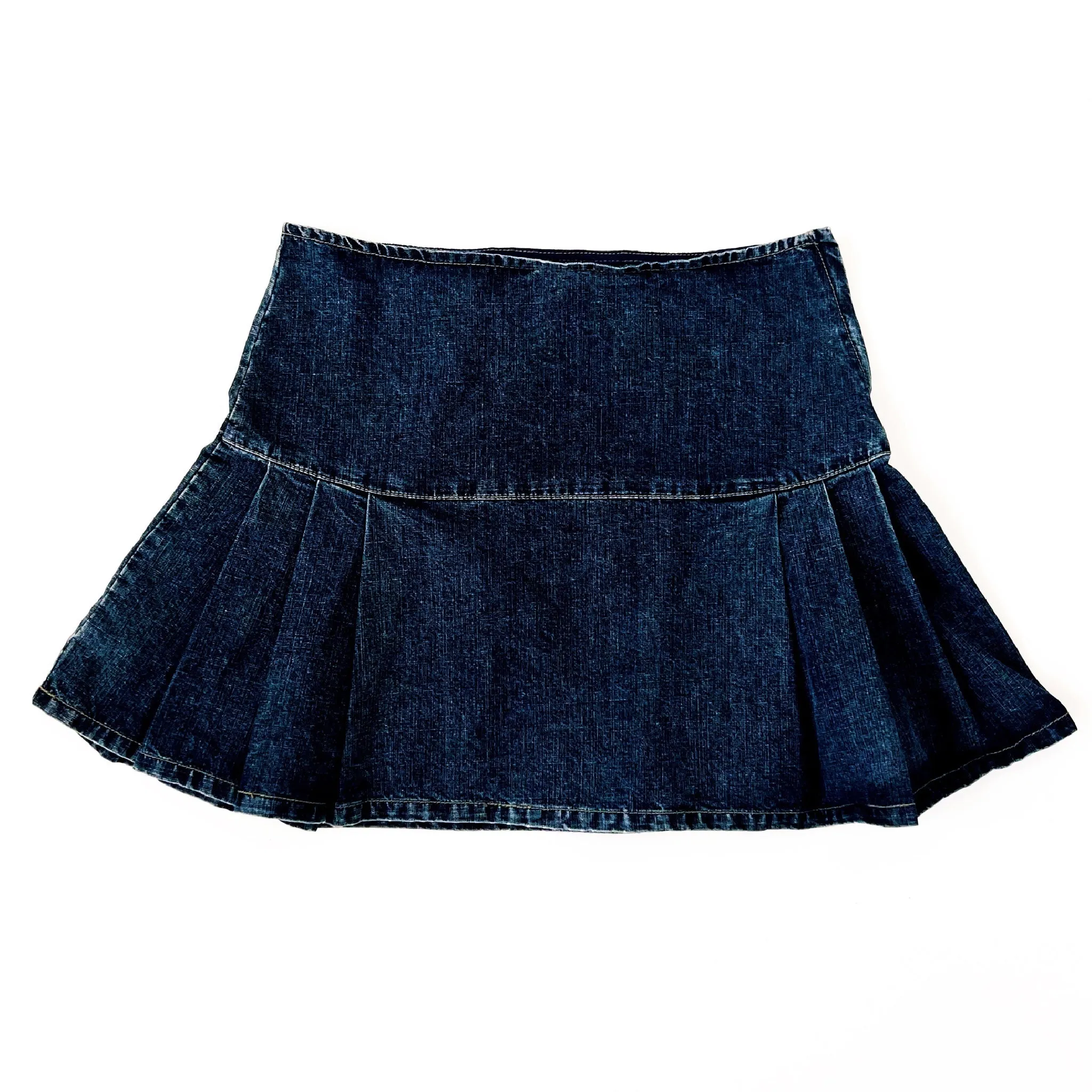 Pleated Denim Mini Skirt (M)