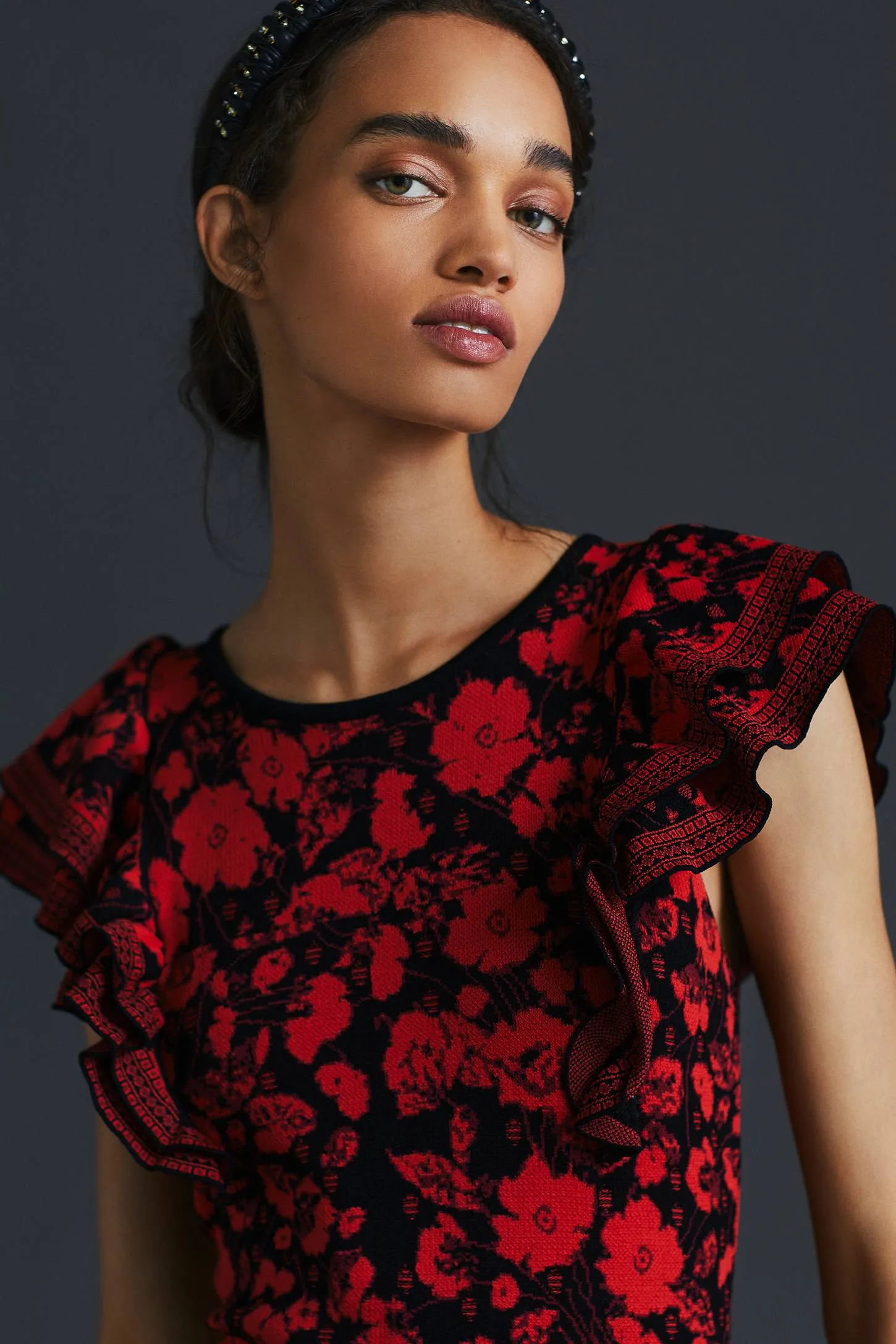 Ruffled Mini Sweater Dress Sleek long-sleeve dress Easy to Wear