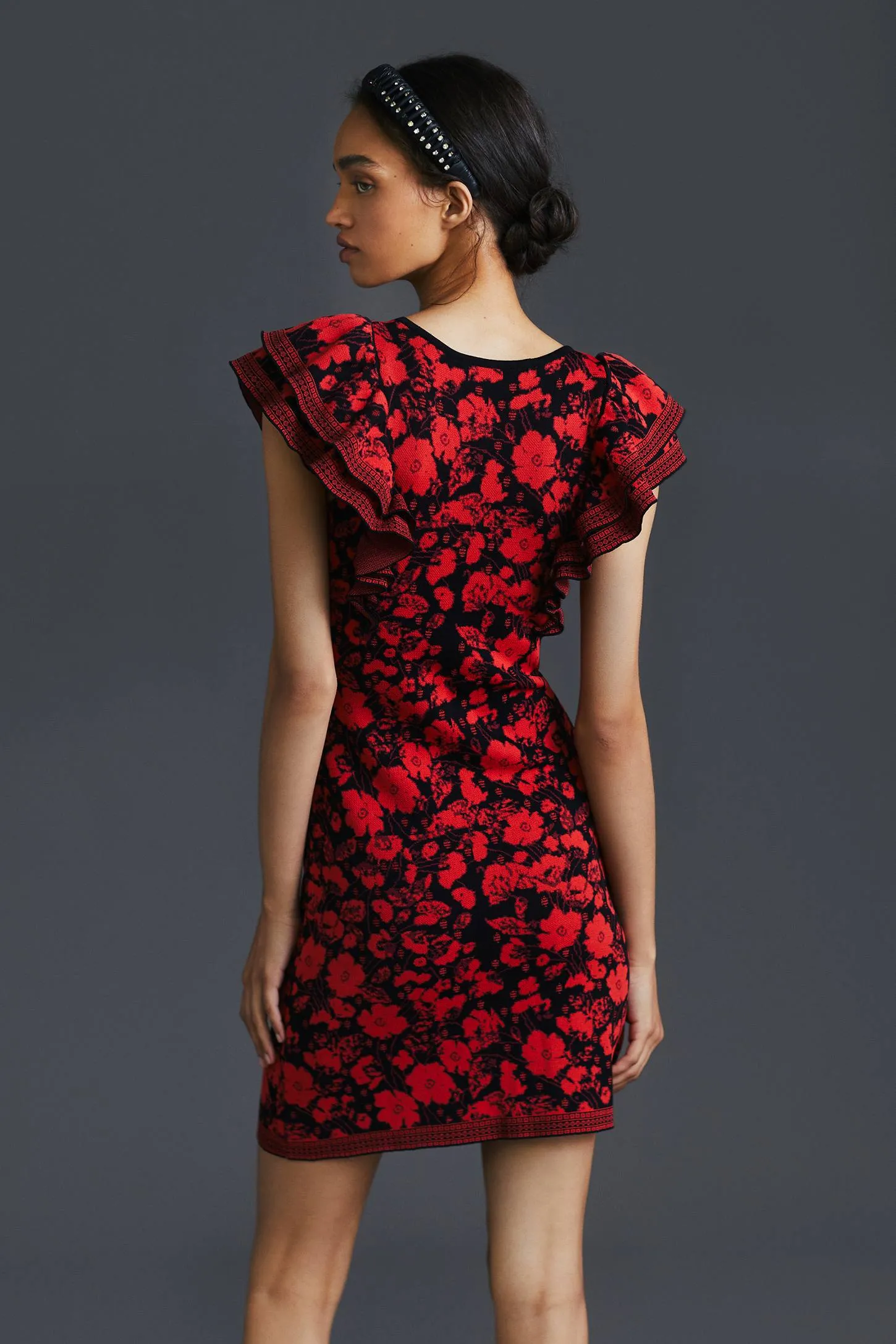 Ruffled Mini Sweater Dress Stylish day dress