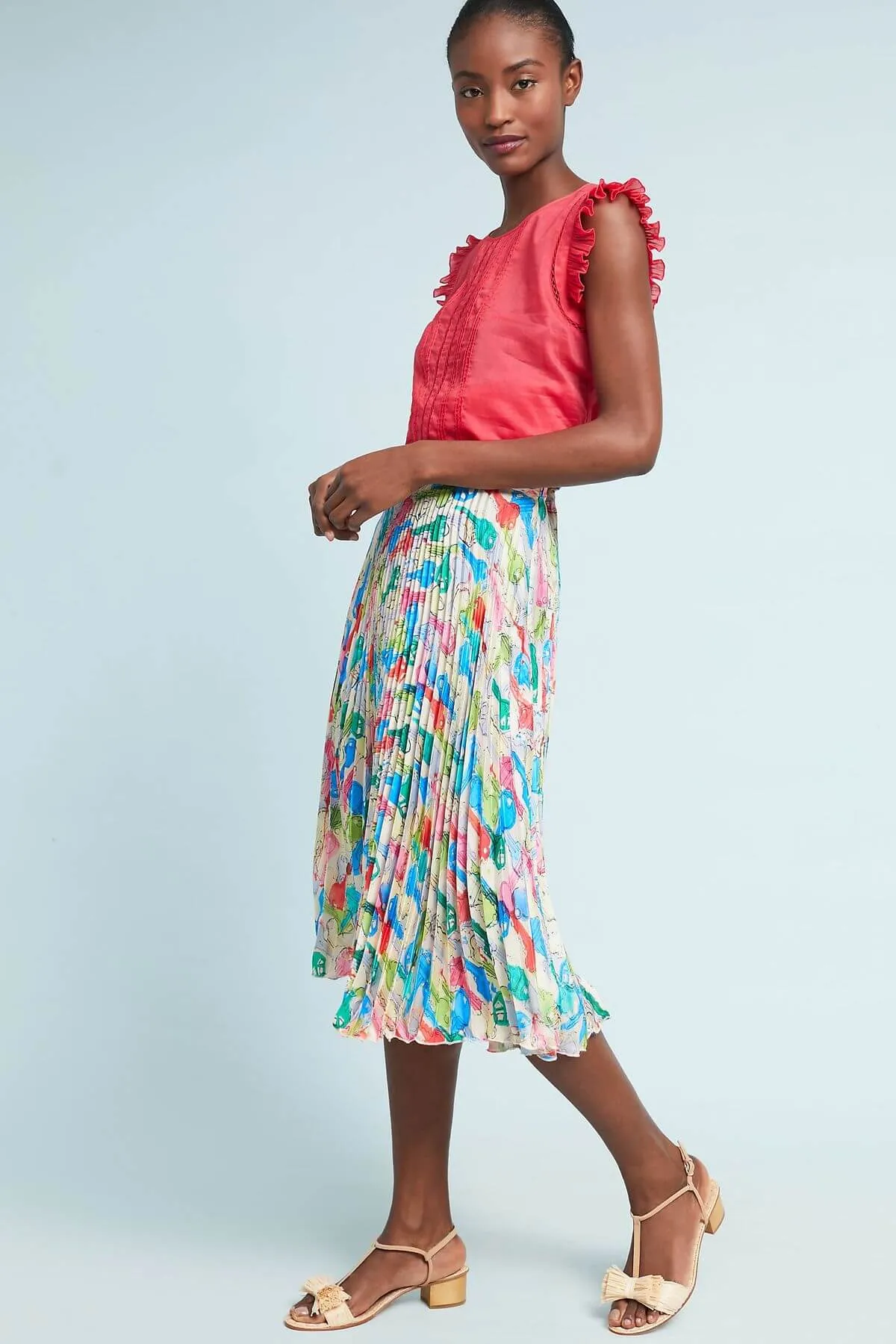 hypoallergenic material Travel Vibes Pleated Midi Skirt
