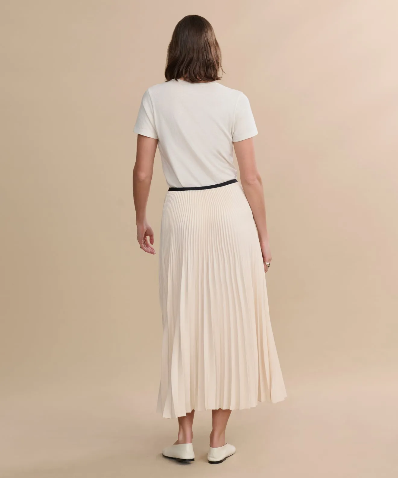 Recycled Polyester Blend Pleated Skirt