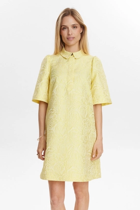 Plunging Neckline NUVILSA DRESS - Golden Haze Easy Comfort Look Lightweight and Breezy NUVILSA DRESS - Golden Haze