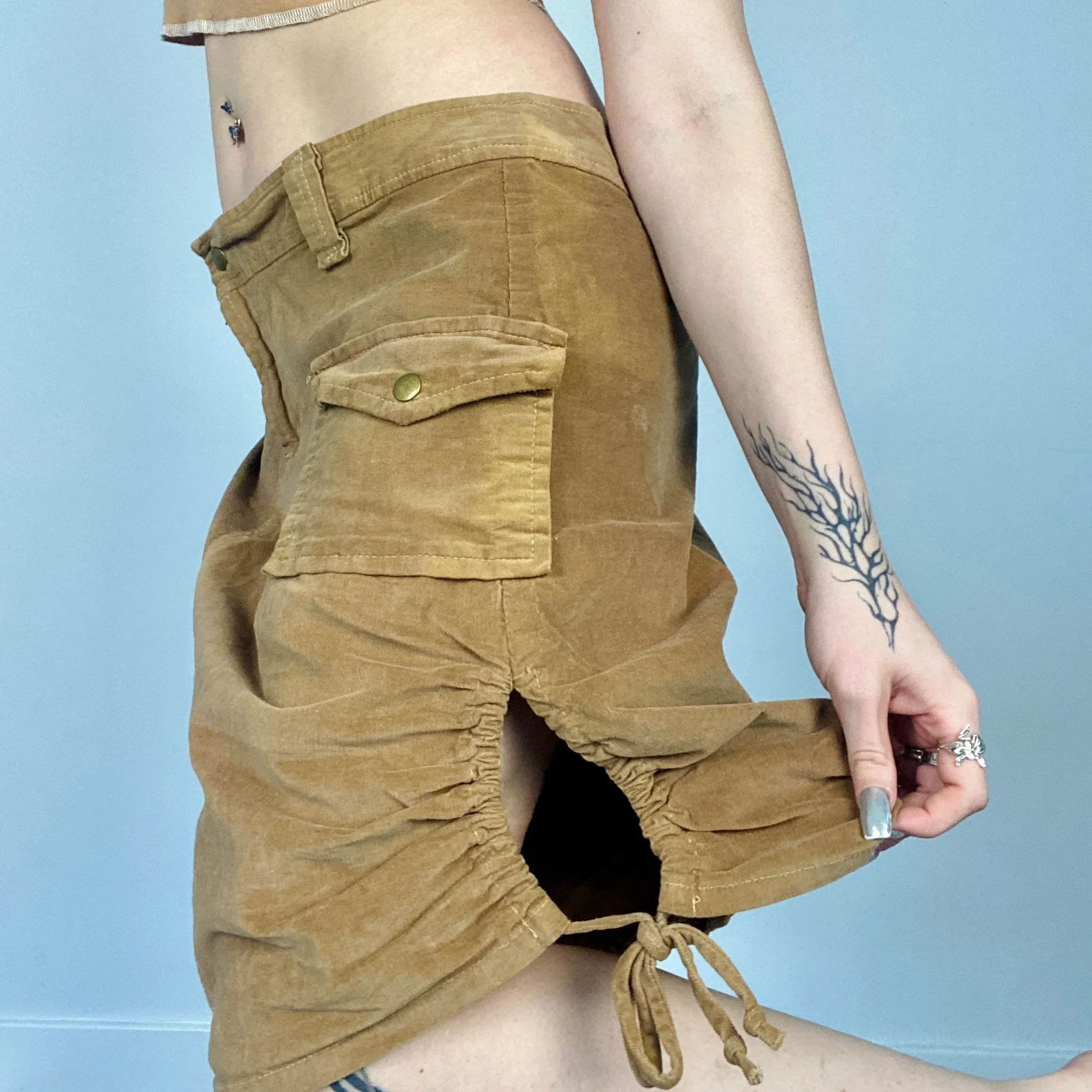 Plus Size Corduroy Cargo Skirt