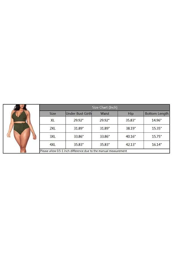 Plus Size Halter High Waisted Triangle Bikini Set