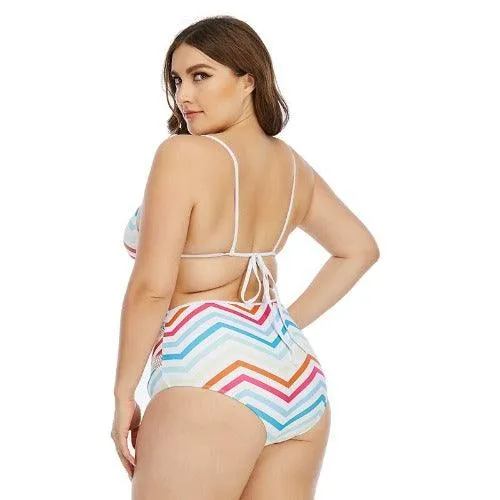 Plus Size High Waist Tassel Push Up Bikini Set