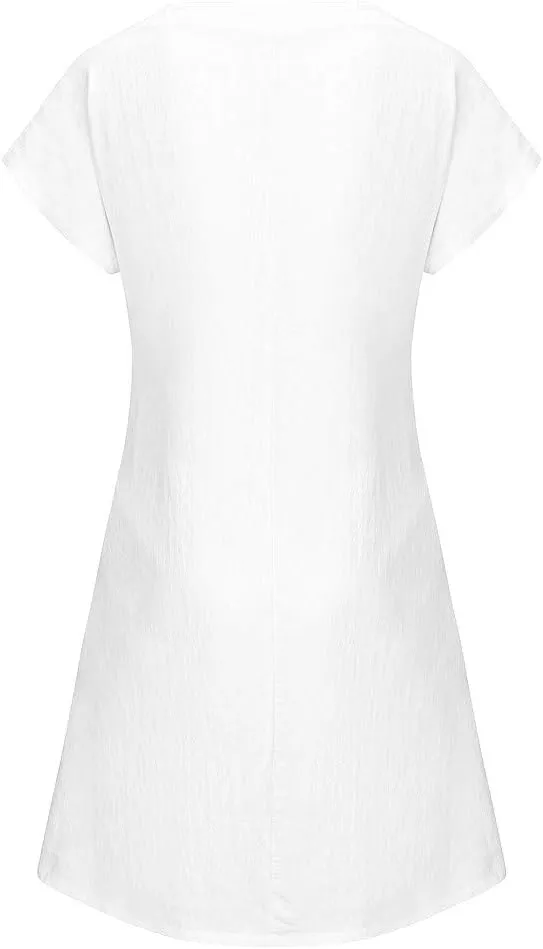 Plus Size Summer Dresses for Women Casual Loose Floral Print Midi Dresses V Neck Short Sleeve A Line Womens Dresses