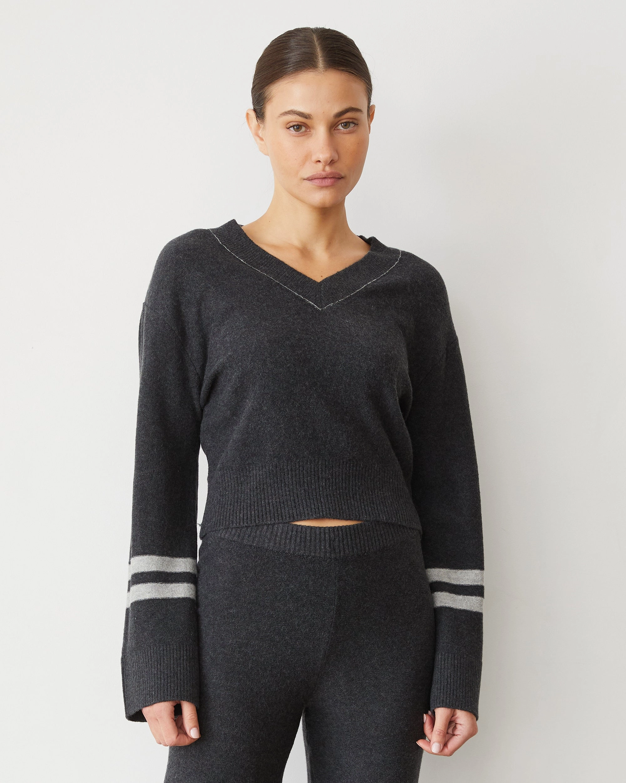Heather Effect Finish Plush Stripe Sweater