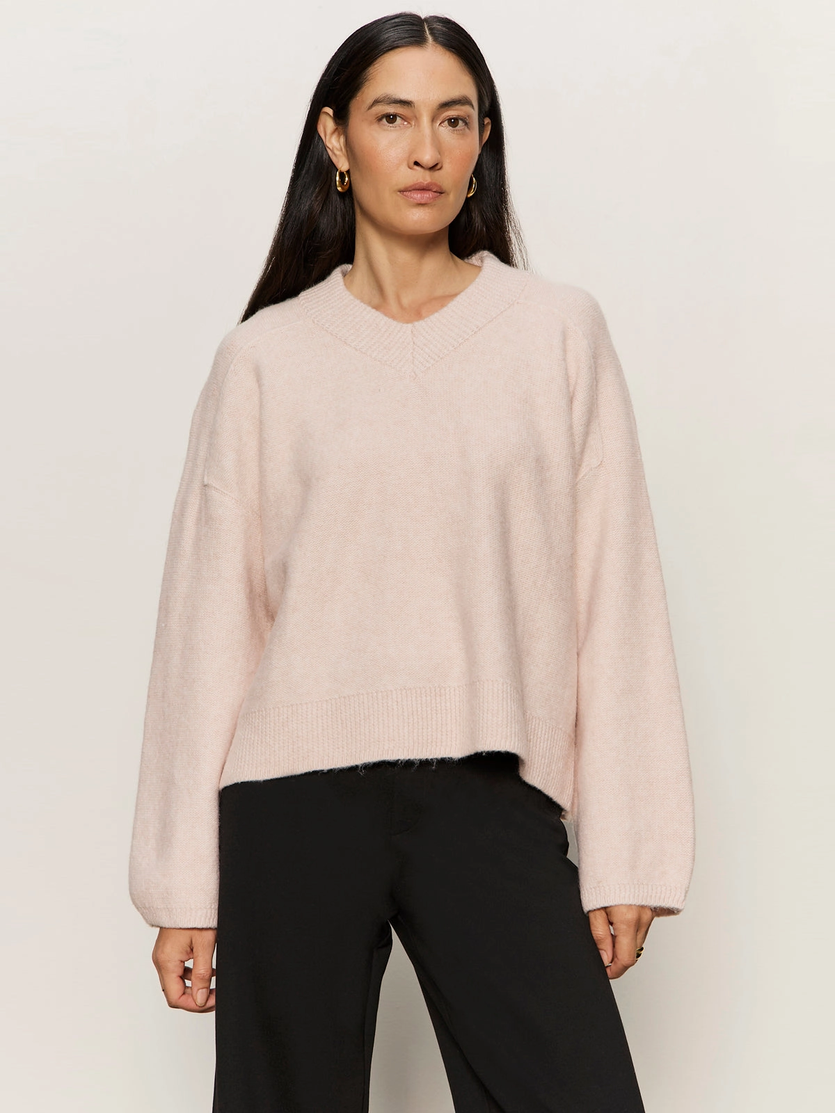 Dreamy V Neck Sweater Heather Rose Durable Reinforced Hems