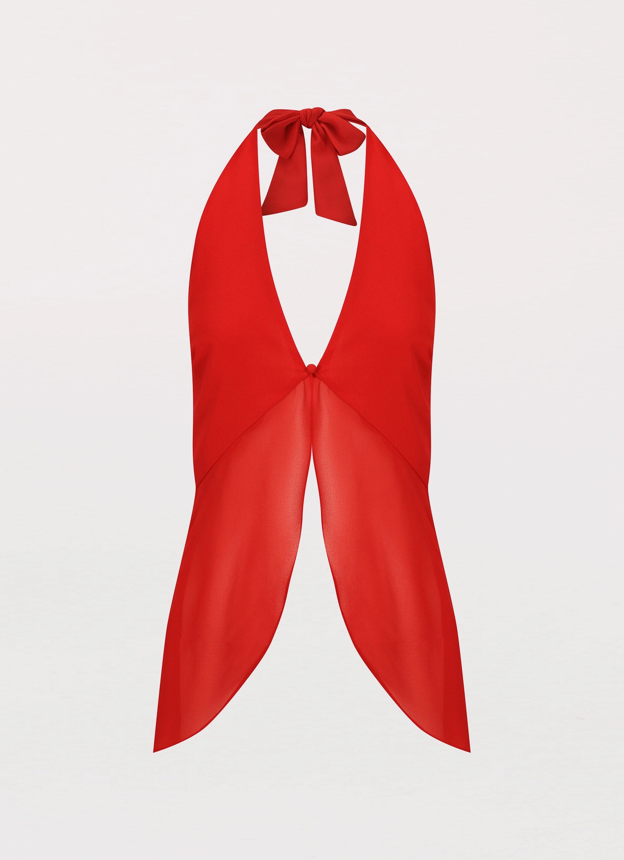 Lightweight insulation Durable Reinforced Hem At Last Halterneck Top - Rouge Red