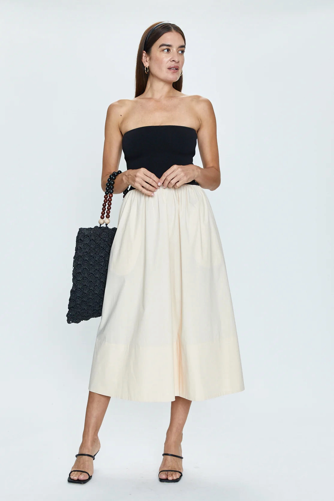 Comfortable Tailoring Smart Casual Modern Rainy Day Pistola Mavo Tube Top Dress -Pepper and Salt