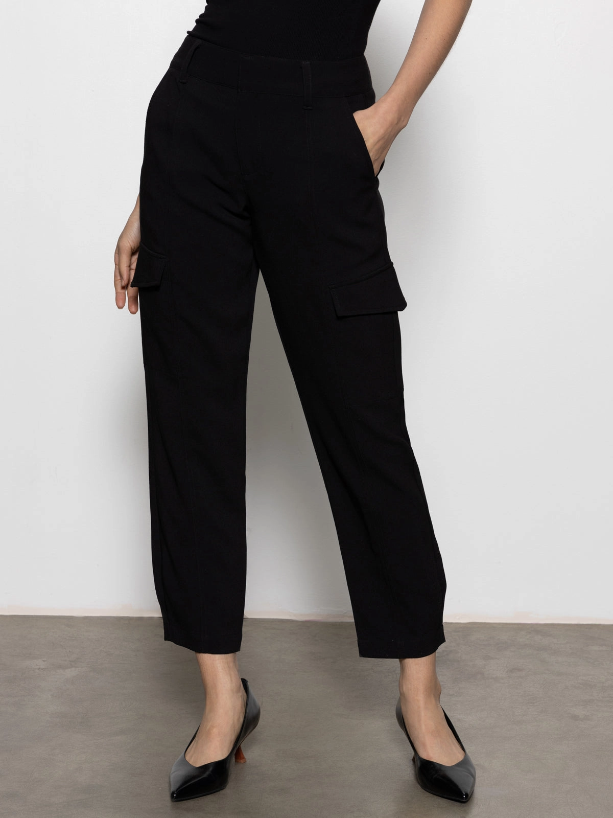 Polished Standard Rise Cargo Pant Black FadeResistant Office Wear