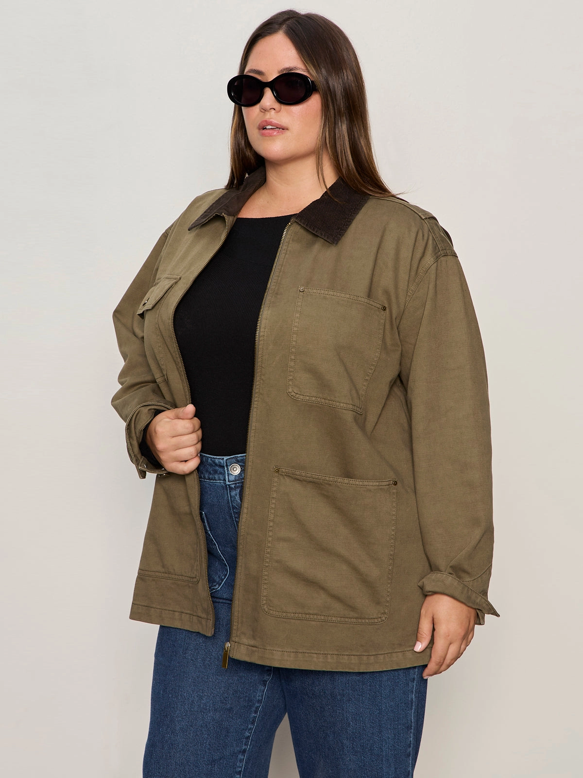 Barn Jacket Burnt Olive Extended Sizing Collared