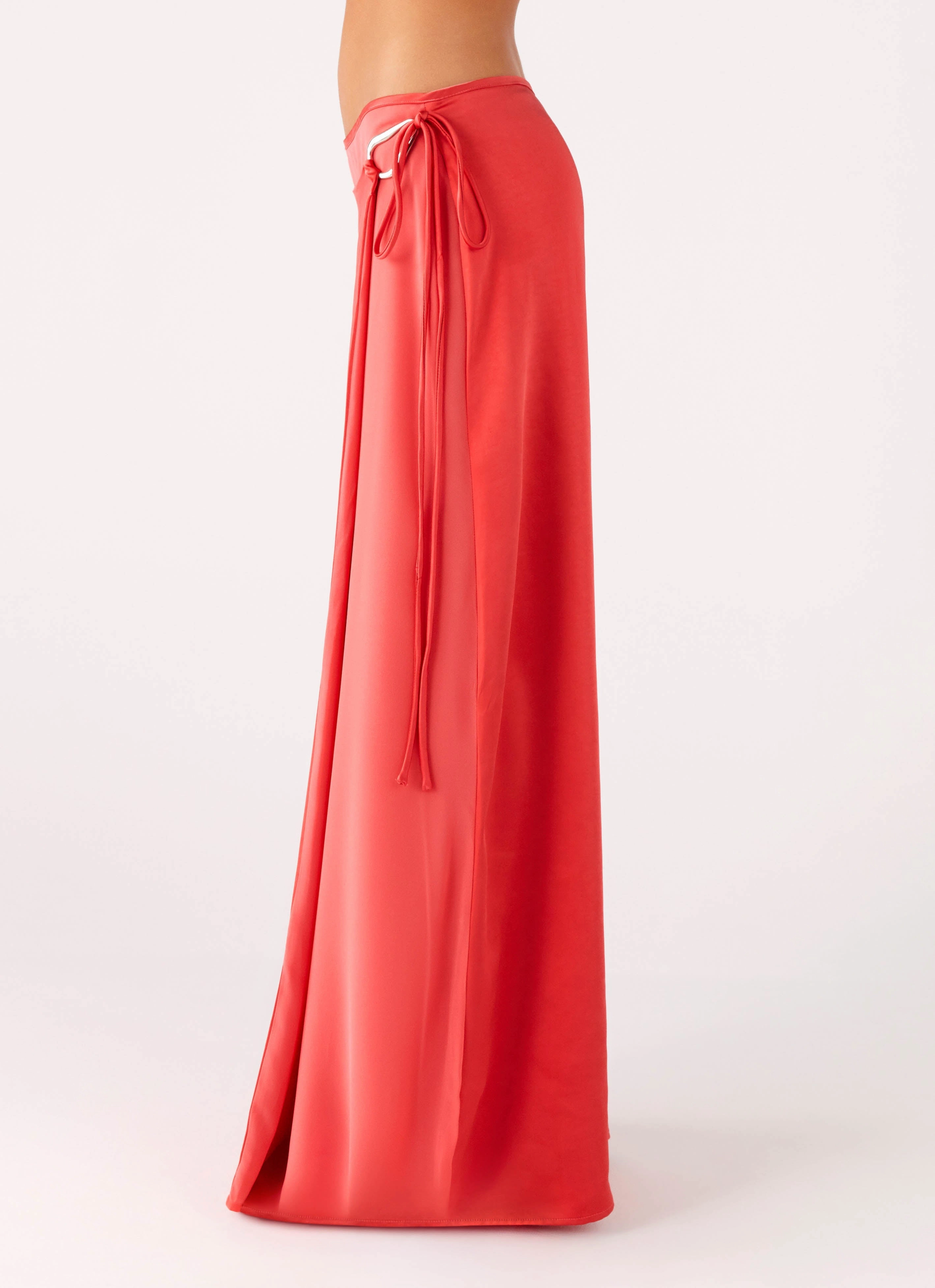 Pollie Wrap Maxi Skirt - Coral Double Stitched