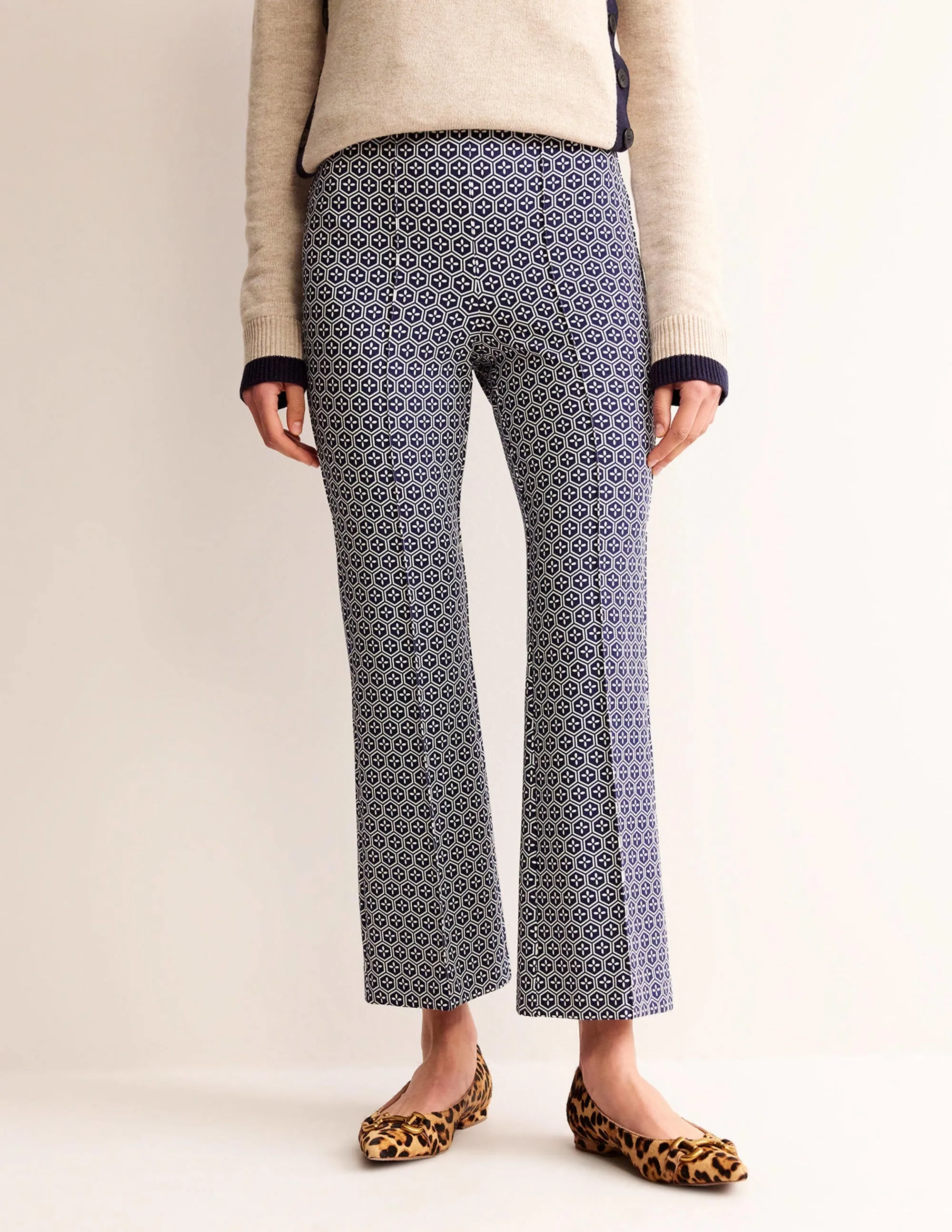 Ponte Pull on Kick Flare-French Navy Geo