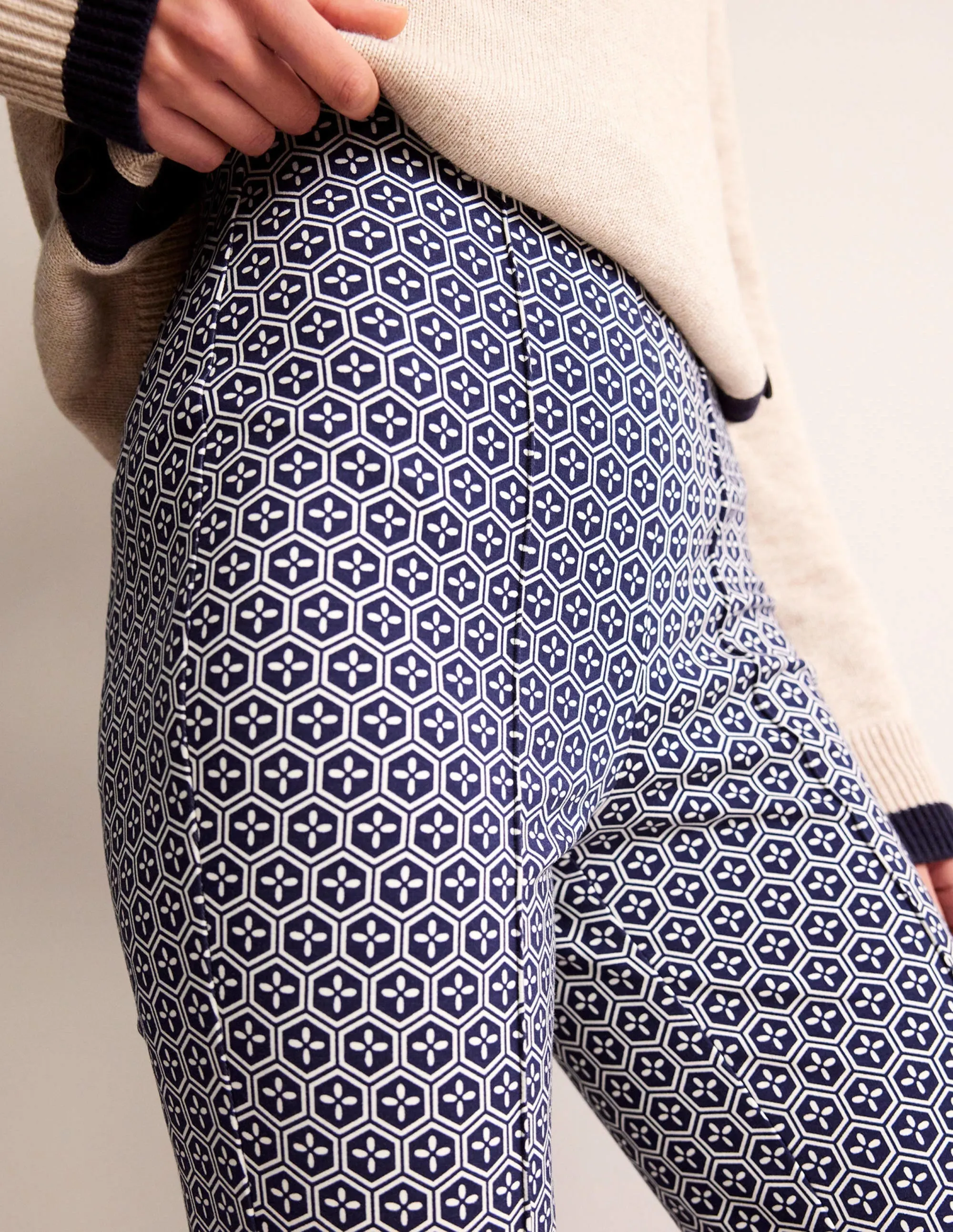 Ponte Pull on Kick Flare-French Navy Geo