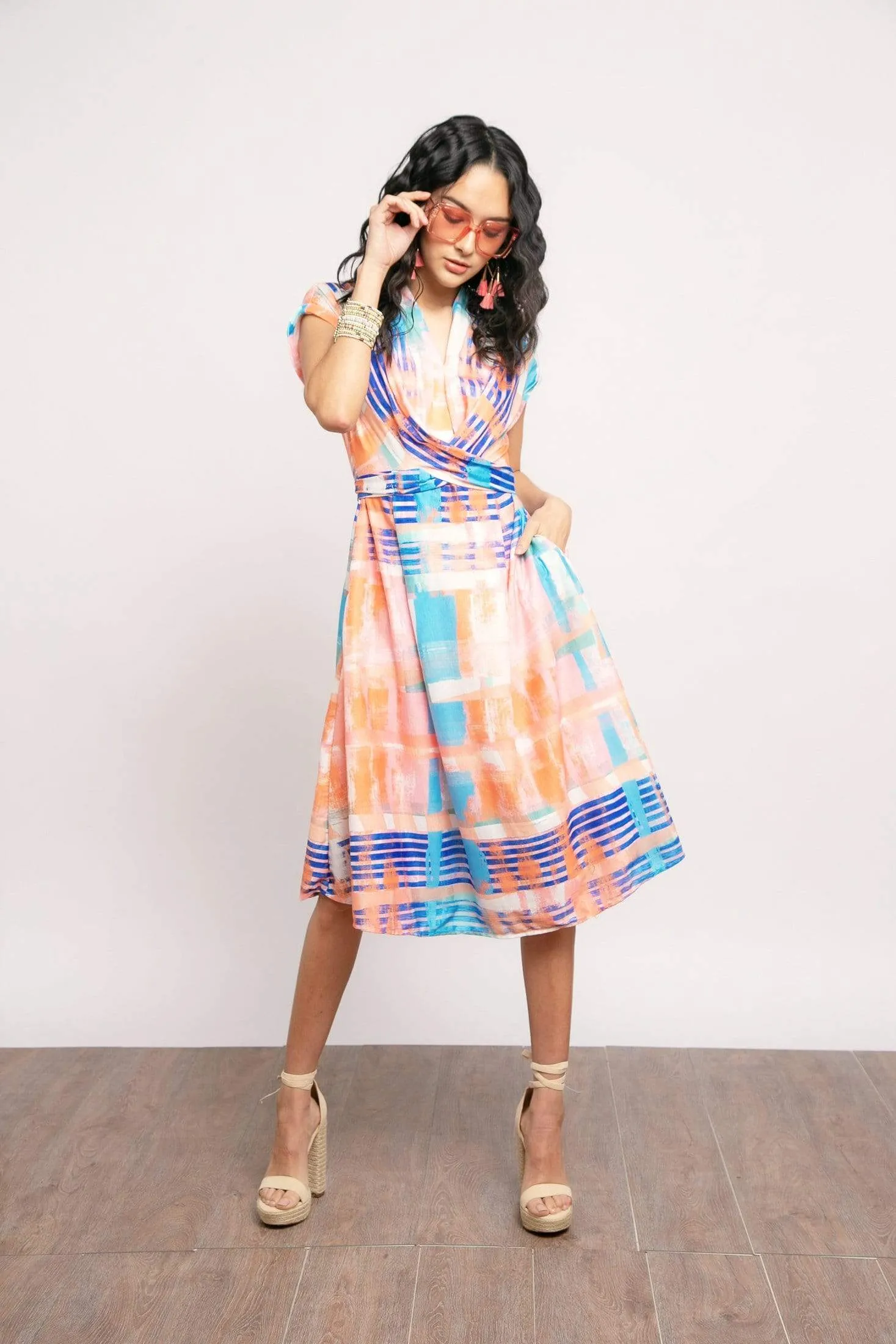 Lightweight Comfort Pure Fit Poppy Knit  Dress - Sorbet Plaid