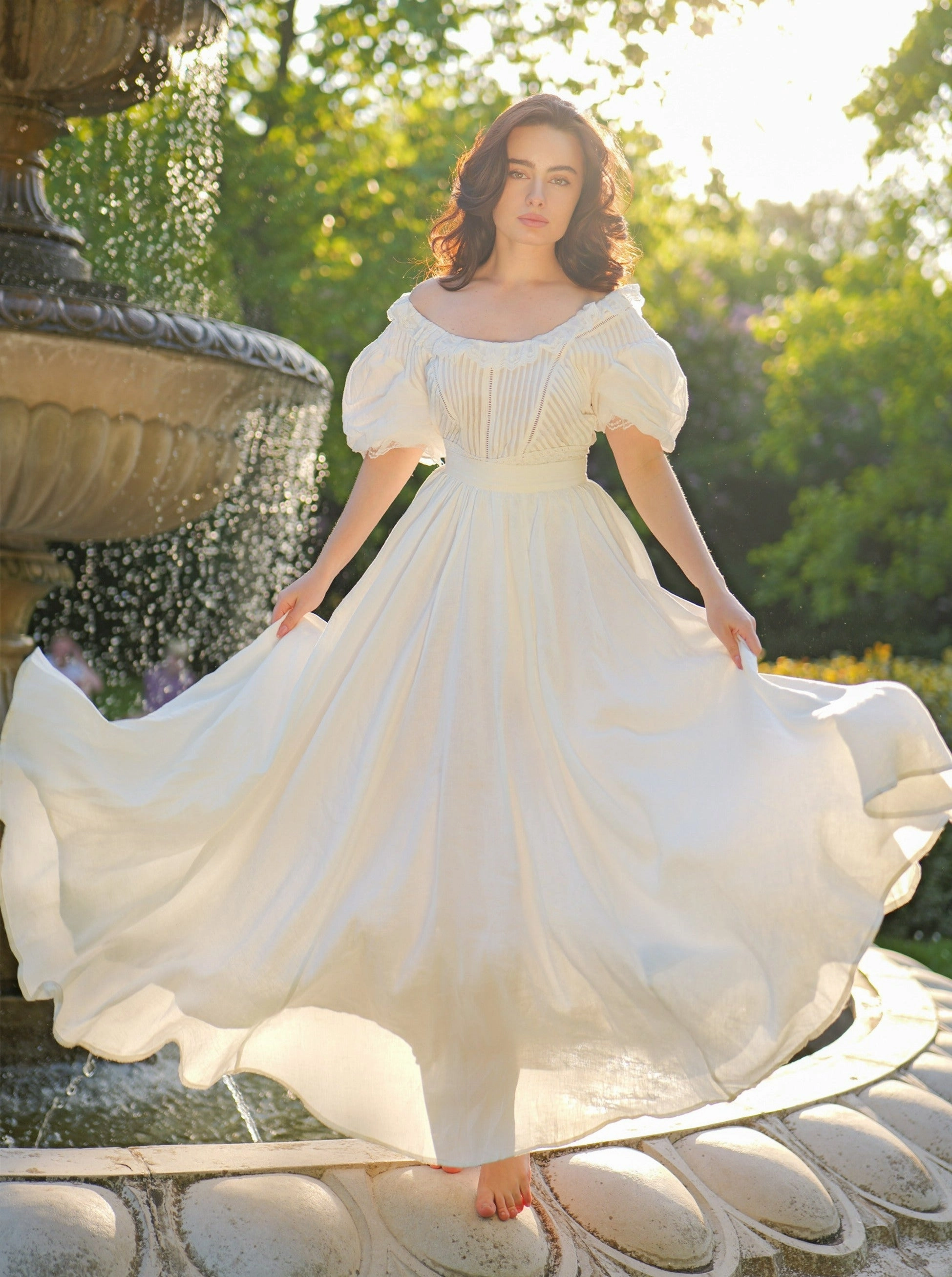 Poppy 23 | Nude linen skirt Waterproof Fabric