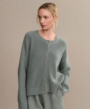 PortablePackability Cotton Hayes Crewneck Cardigan CroppedLength Cotton Hayes Crewneck Cardigan