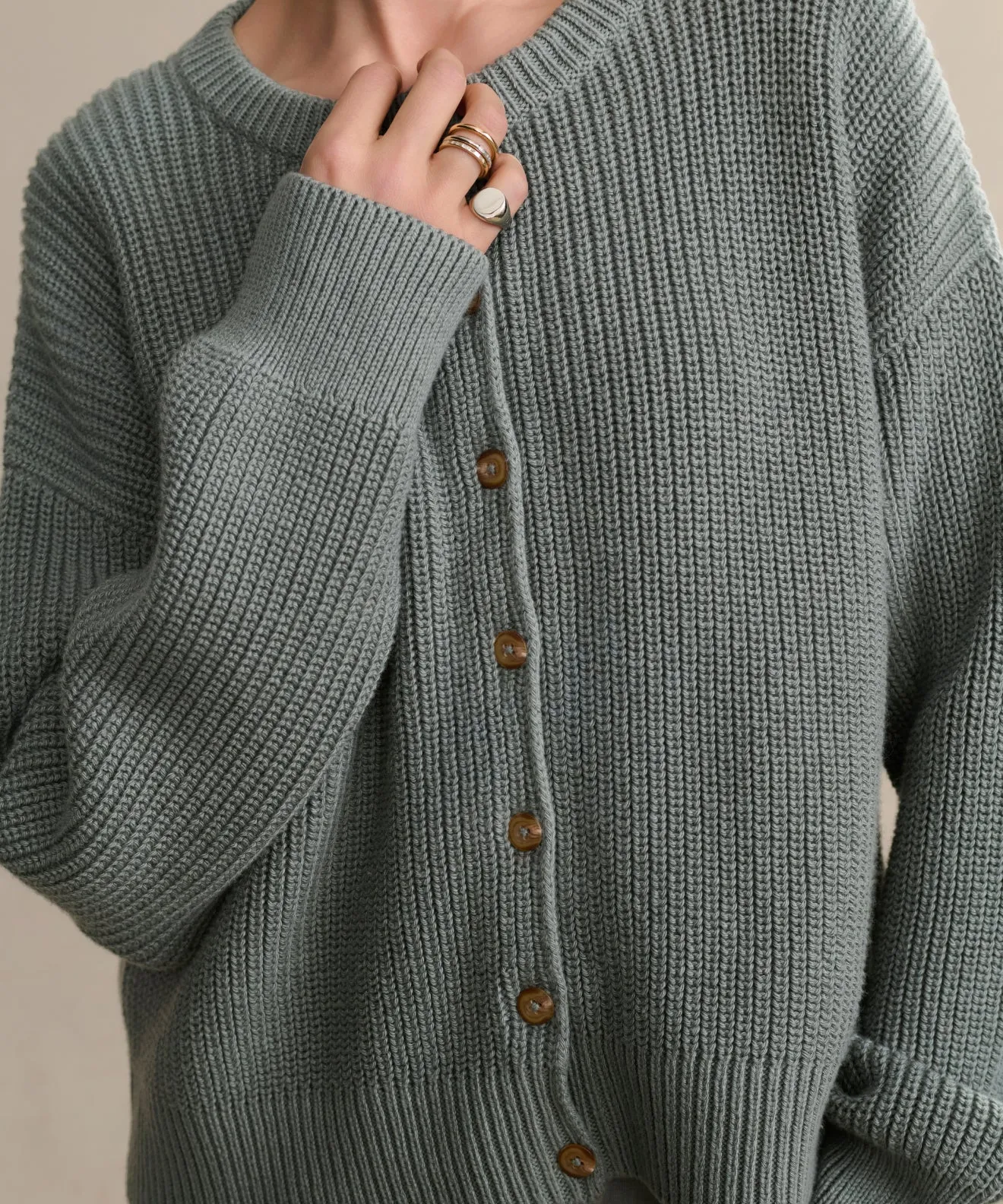 Minimalist Detailing ZeroWaste Construction Cotton Hayes Crewneck Cardigan