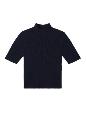 Portrait Short Sleeve Top (Navy)