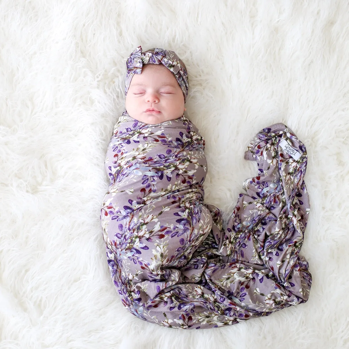 Posh Peanut Trinity Floral Swaddle & Headband Set