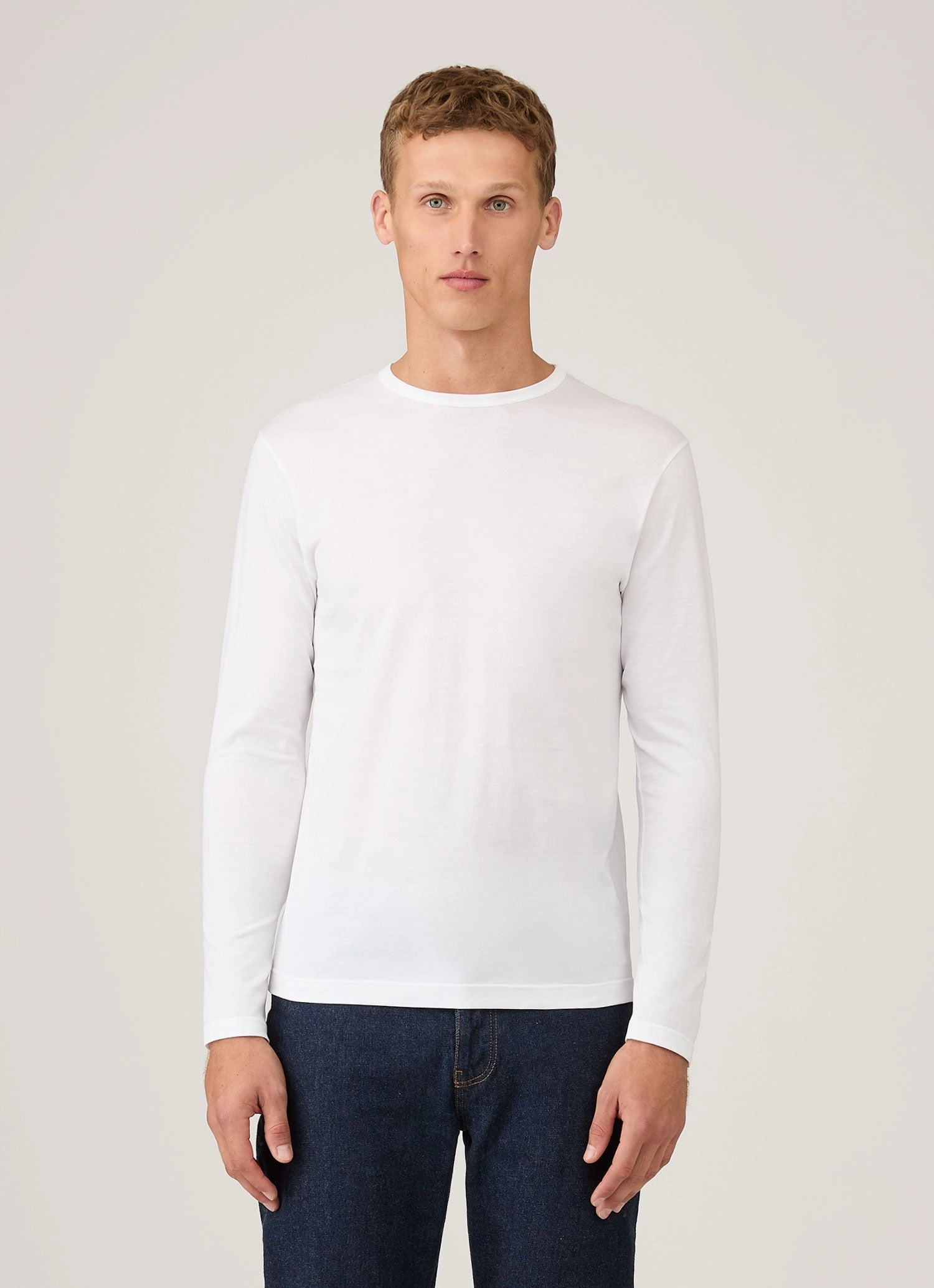 Oeko Tex Certified Men's Classic Long Sleeve T-shirt in White