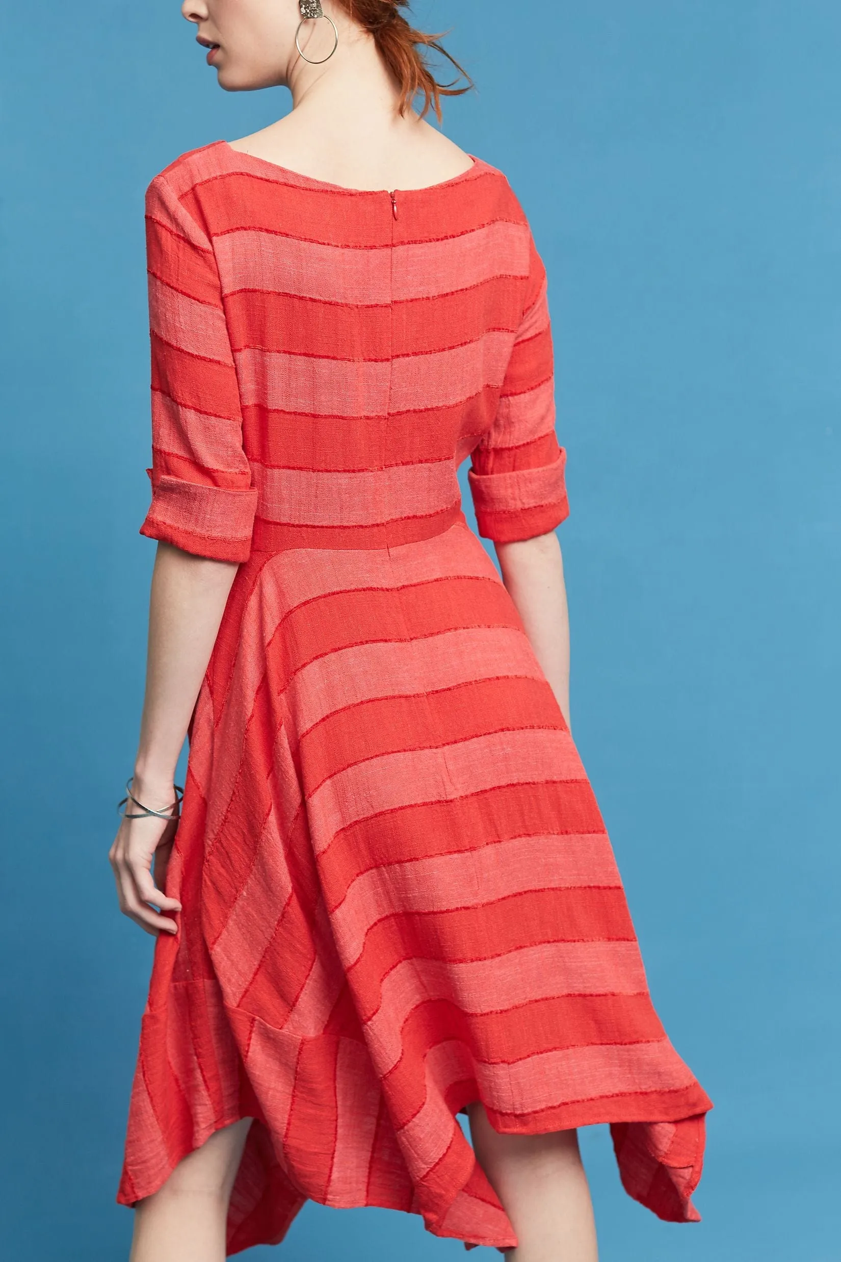 Ezra Dress - Red Stripe Linen Soft Structure Mid layer