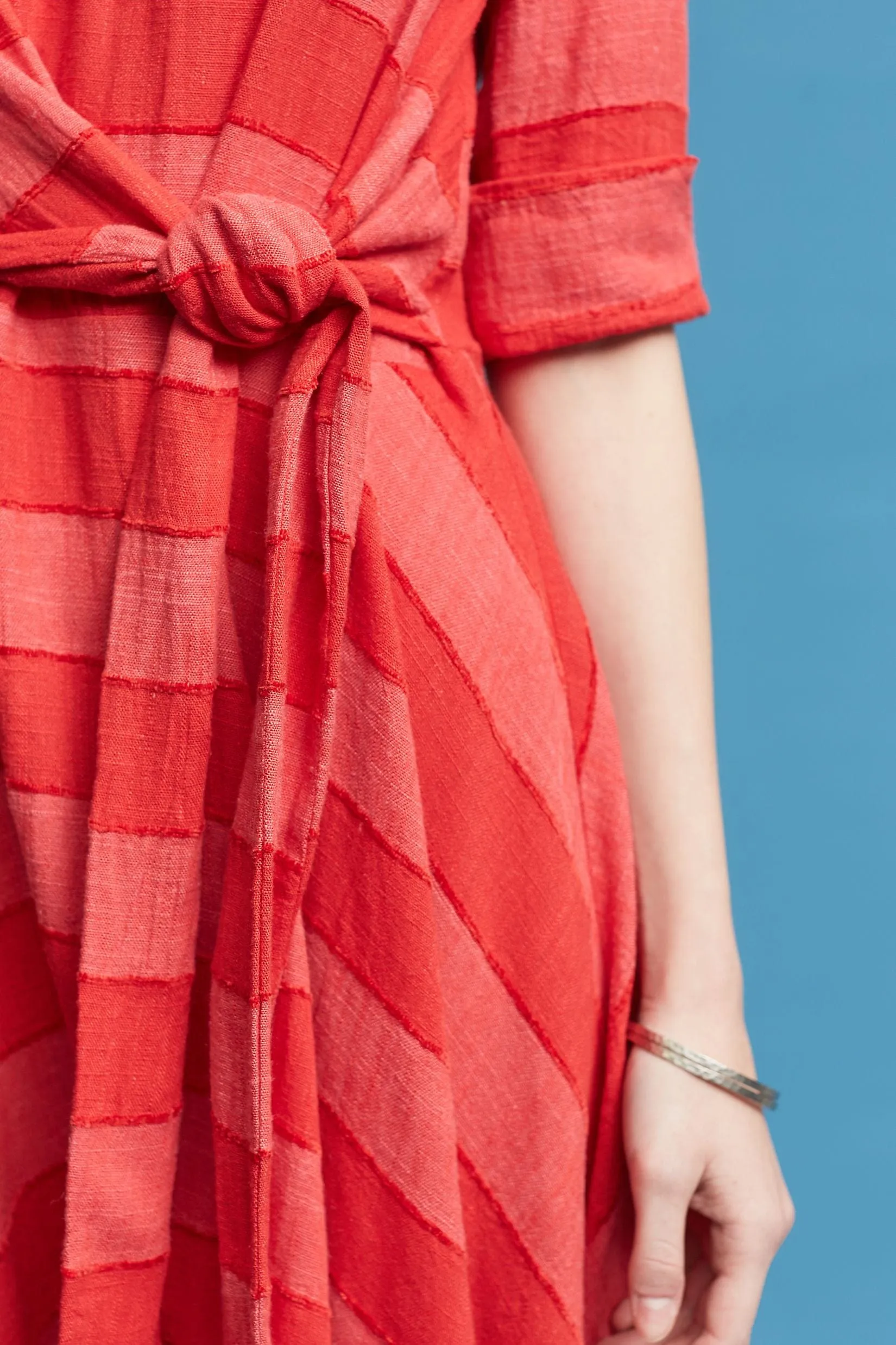 Practical-Style Cool Palette Ezra Dress - Red Stripe Linen