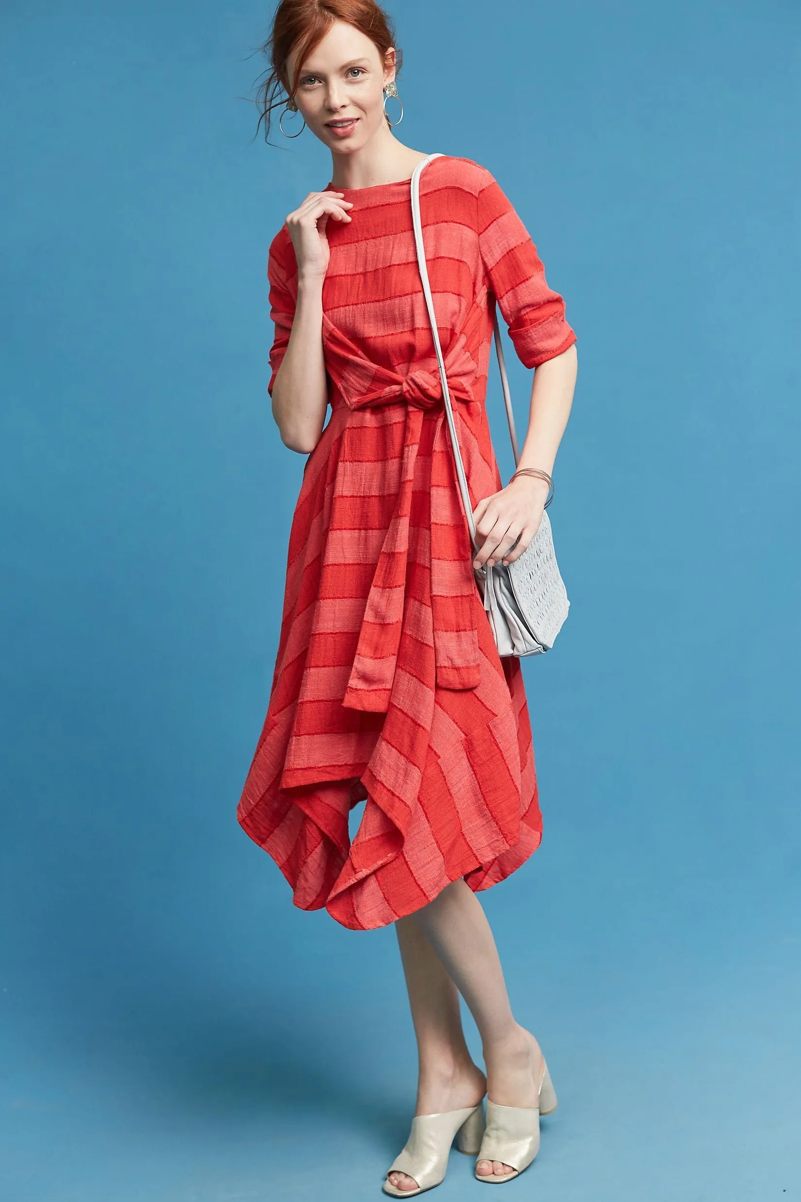 Night Charm Ezra Dress - Red Stripe Linen