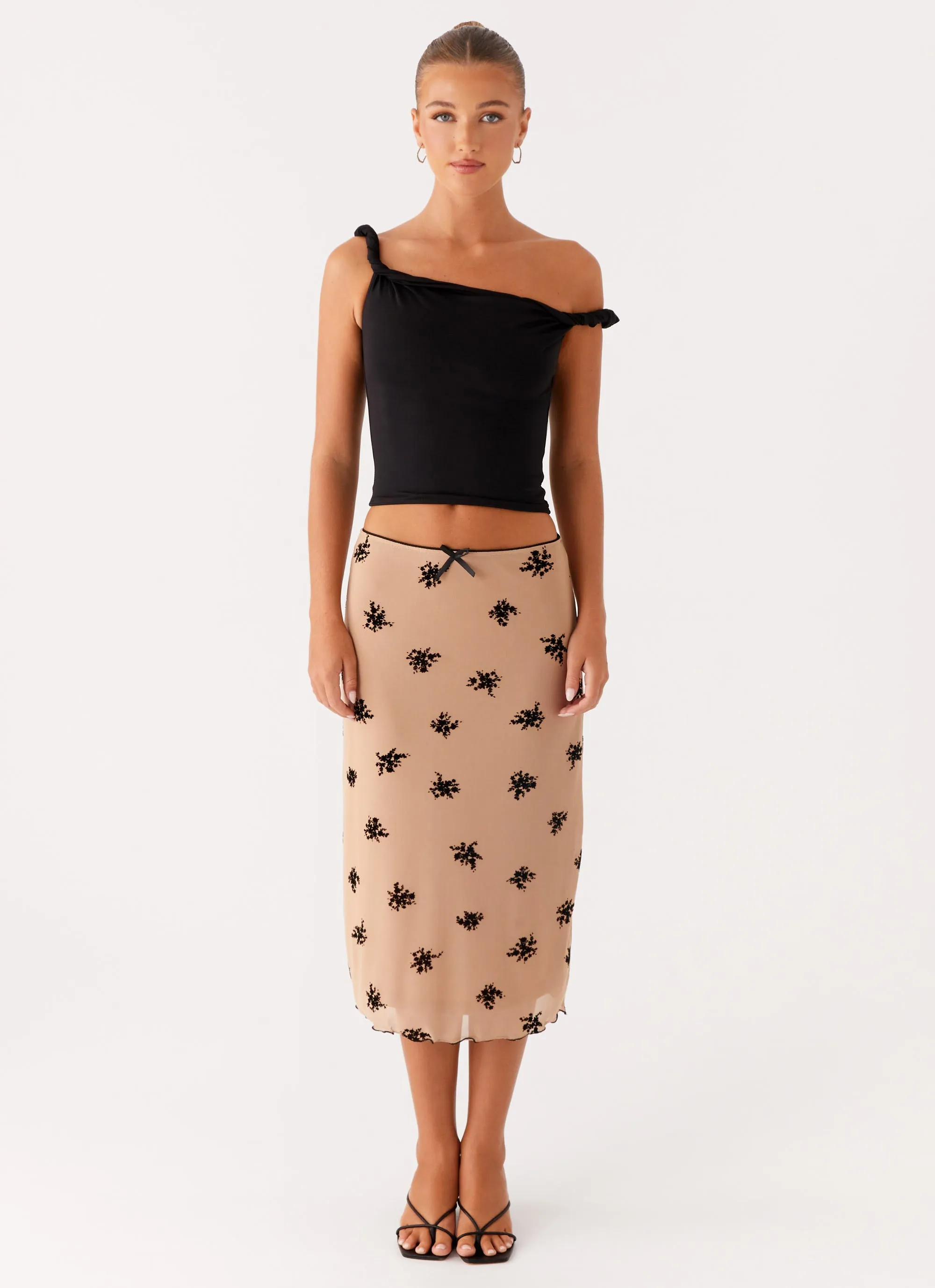 Rocca Midi Skirt - Nude Crisp Design