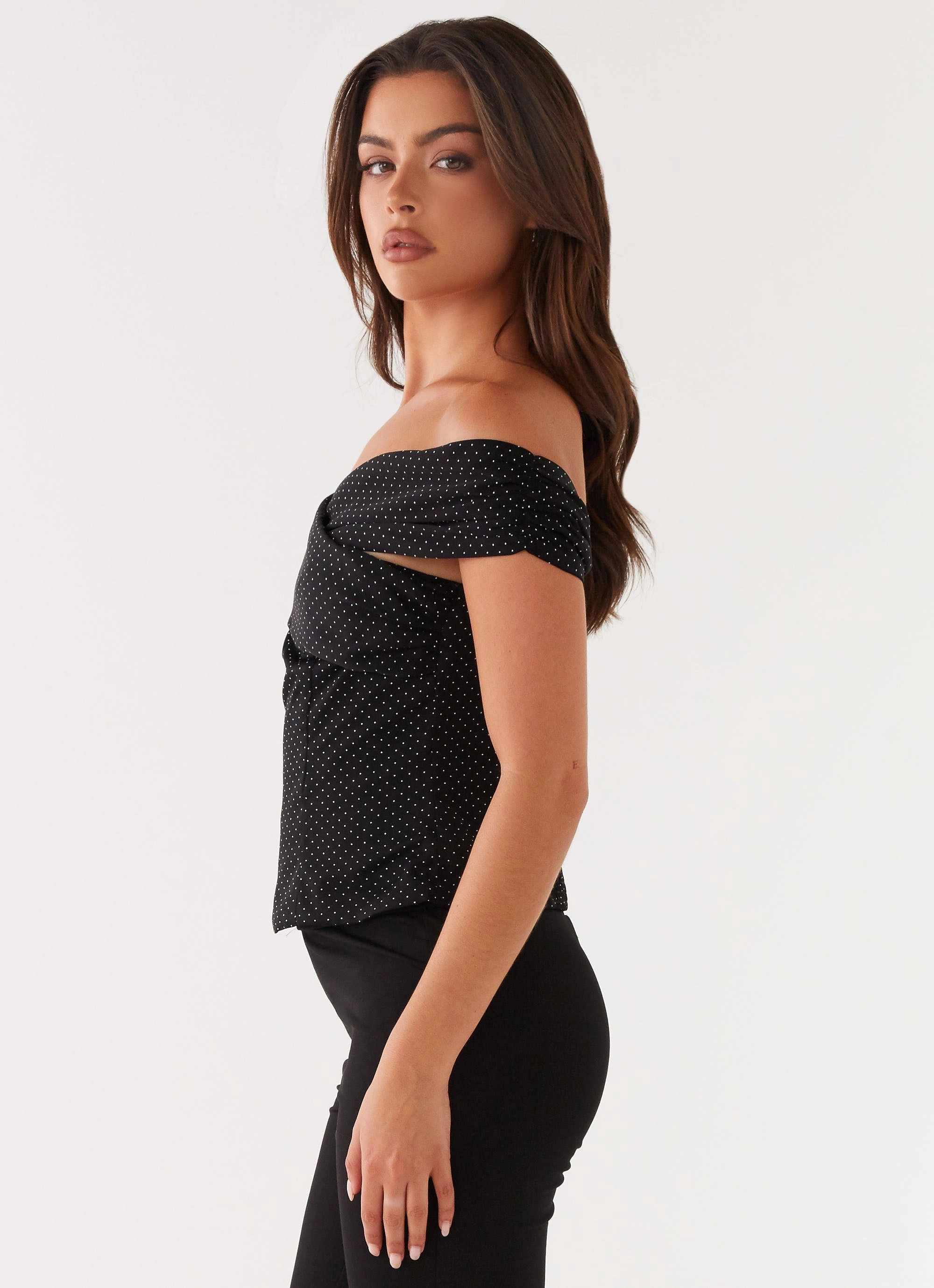 AthleisureReady Sustainable Production Certified Tamera Top - Black Polka Dot