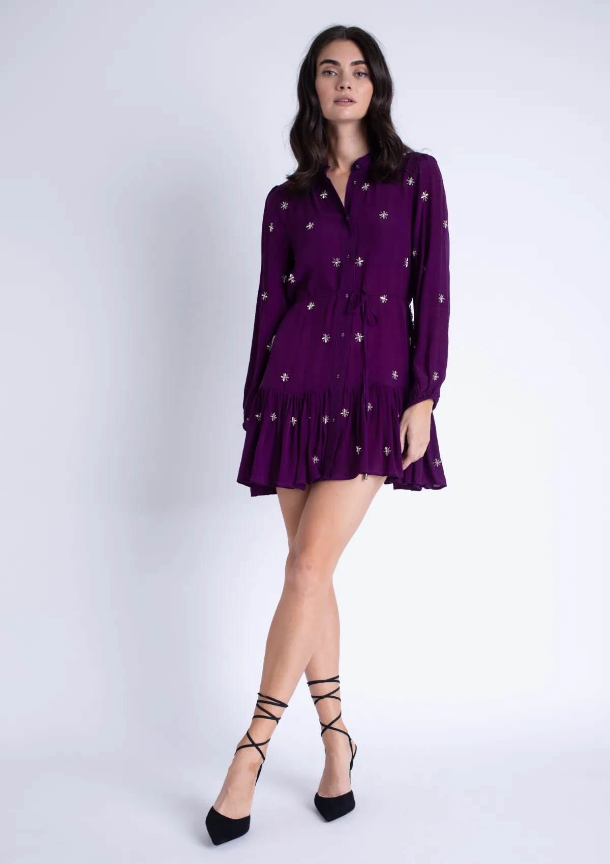 Moraima Beaded Mini Dress Silky Drape