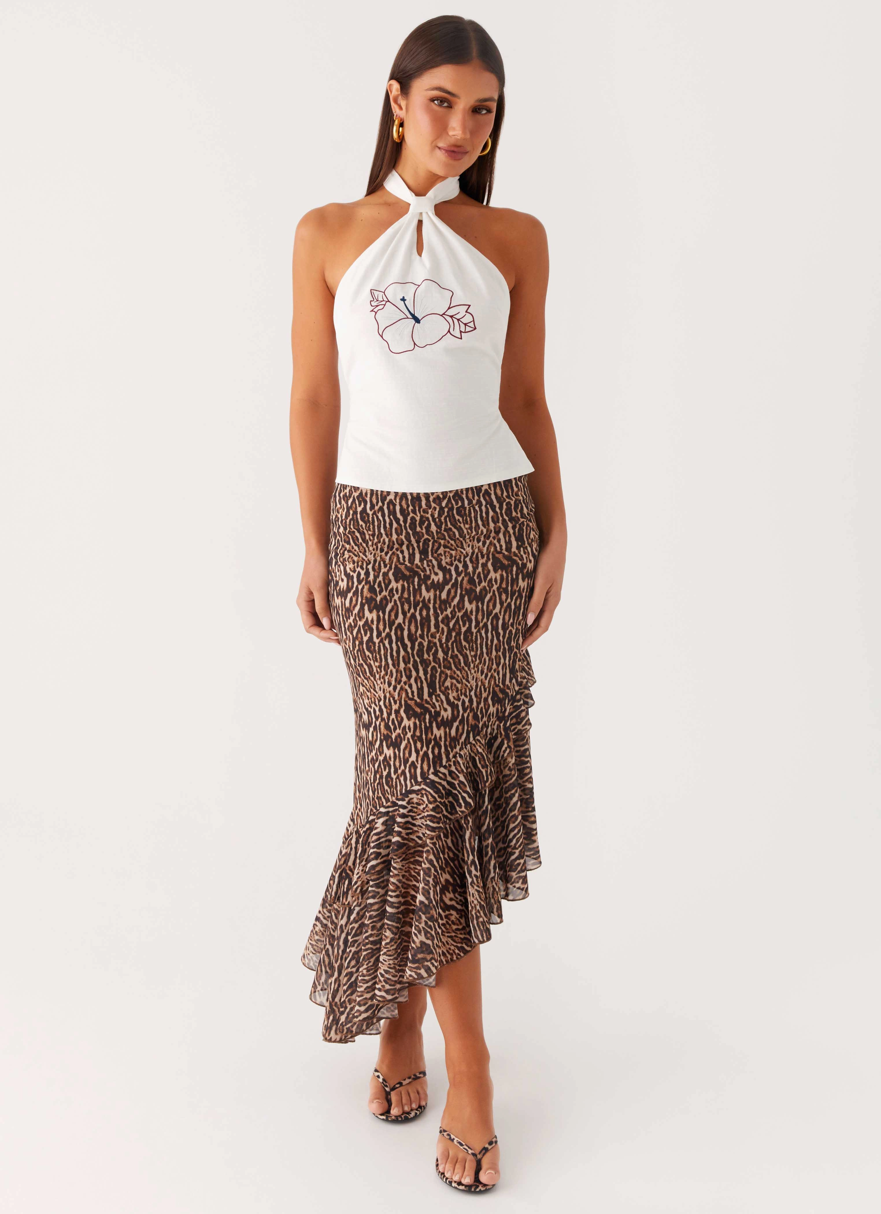 UVProtection Breathable fabric Wild Tide Midi Skirt - Cheetah