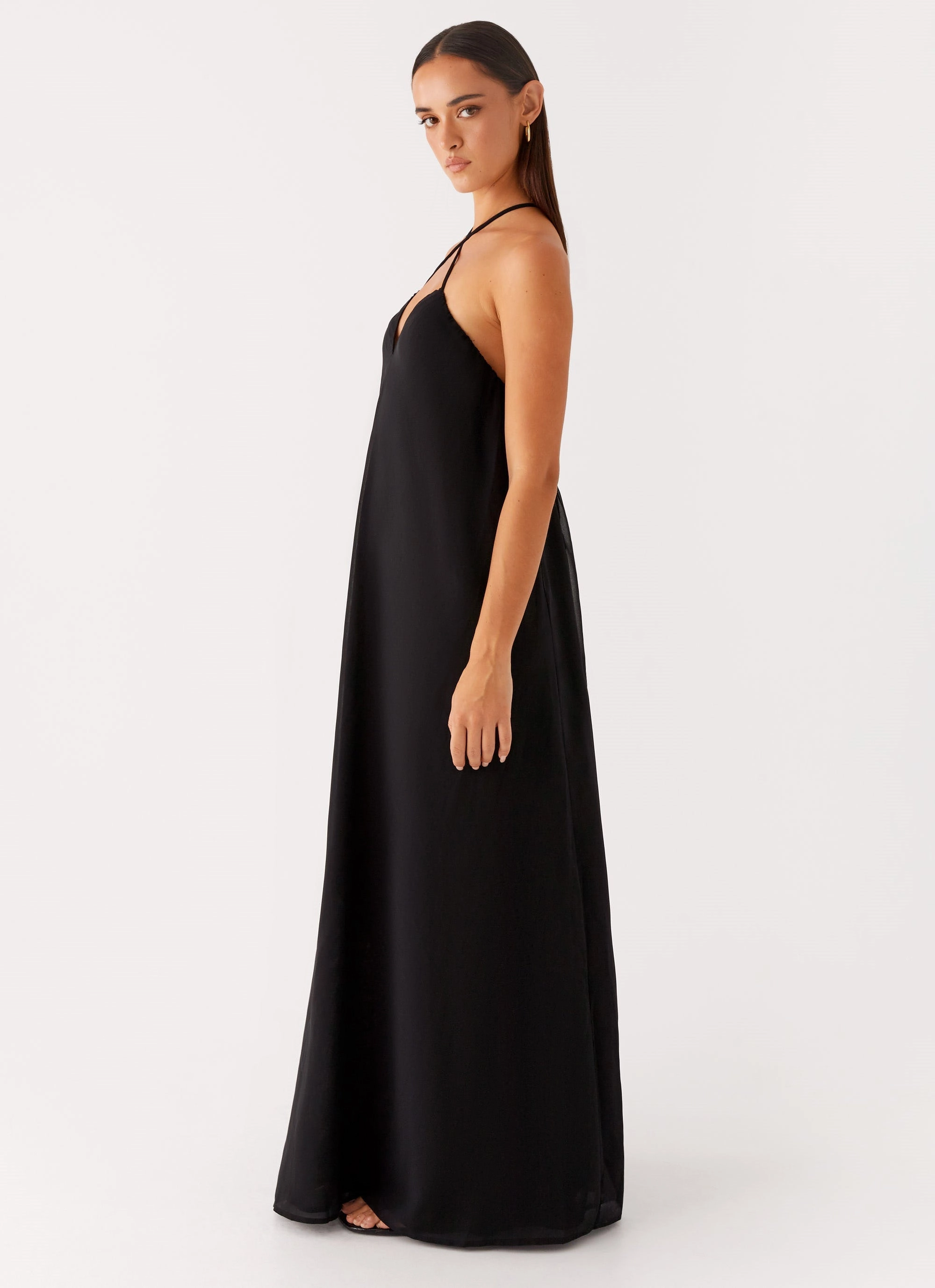 breathable-mesh Edgy Twist Saba Maxi Dress - Black