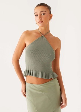ReinforcedShoulderConstruction Light Fabric Idola Knit Top - Sage