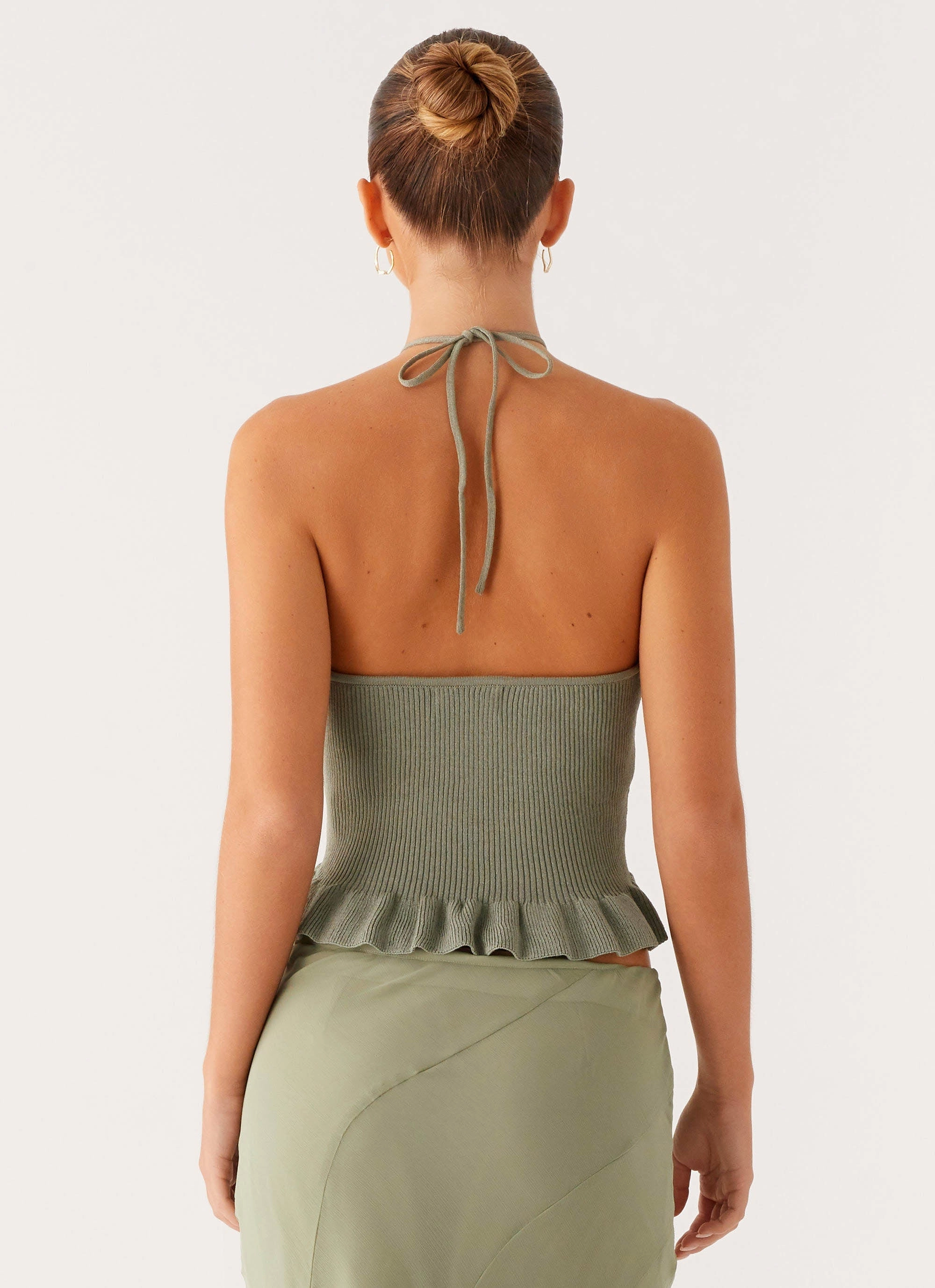 Idola Knit Top - Sage Curved Hemline ReflectiveAccents