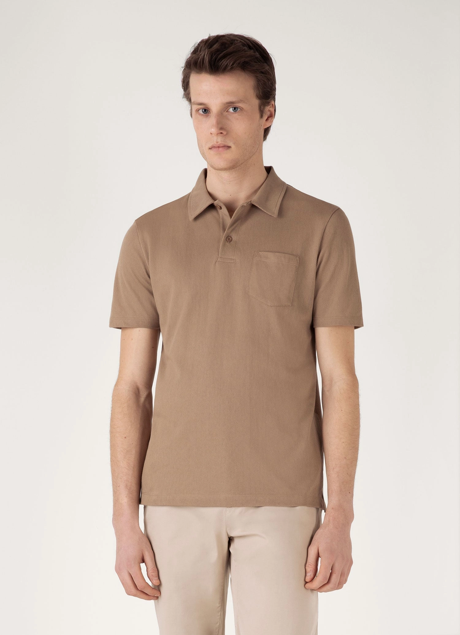 Essential Comfort Layering Essential Men's Riviera Polo Shirt in Dune