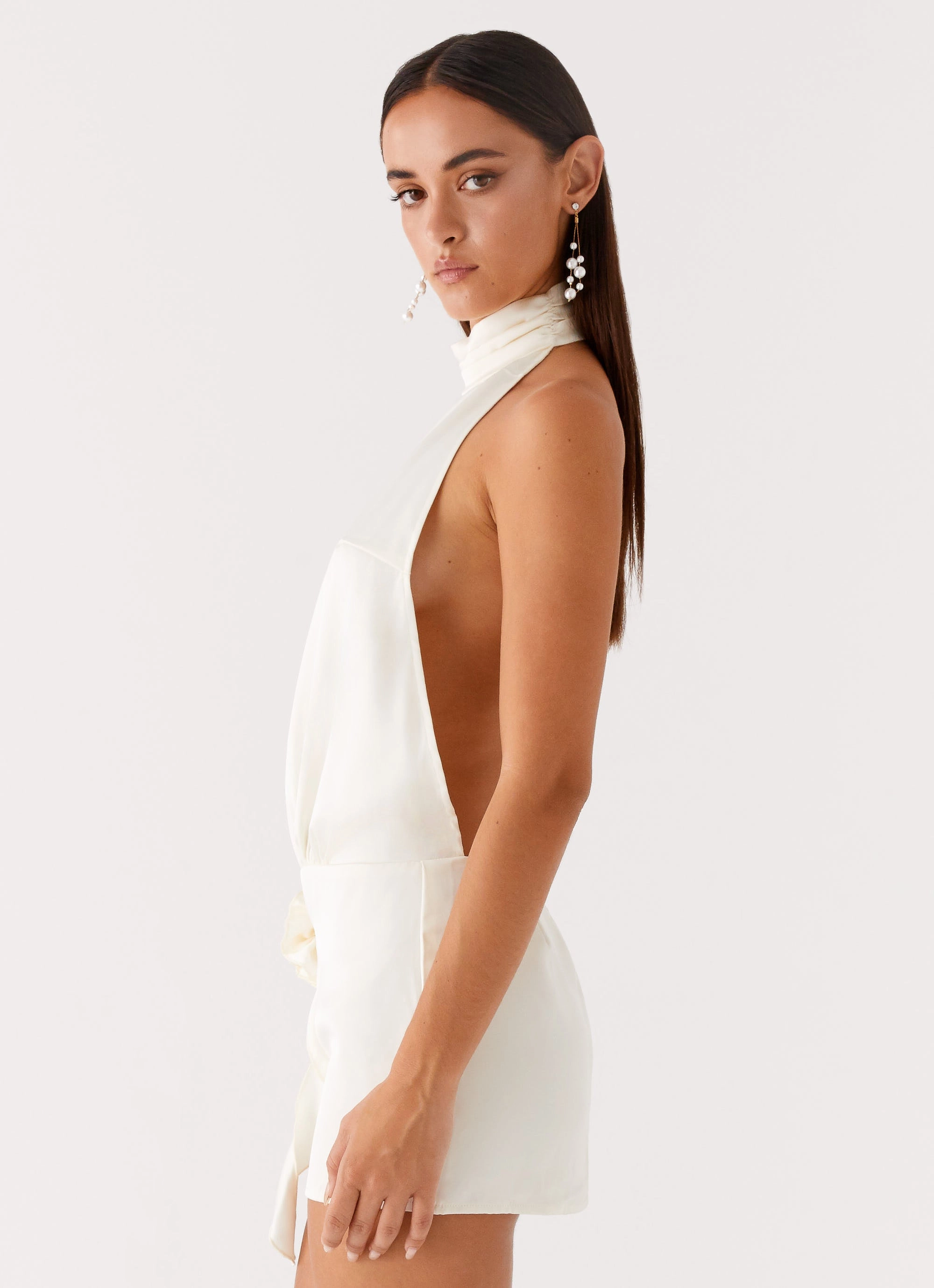 Birdie Halterneck Mini Dress - Ivory Chill Style