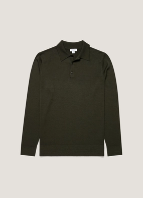 PremiumCotton Men's Extra-Fine Merino Polo Shirt in Dark Green Comfy Layer Men's Extra-Fine Merino Polo Shirt in Dark Green