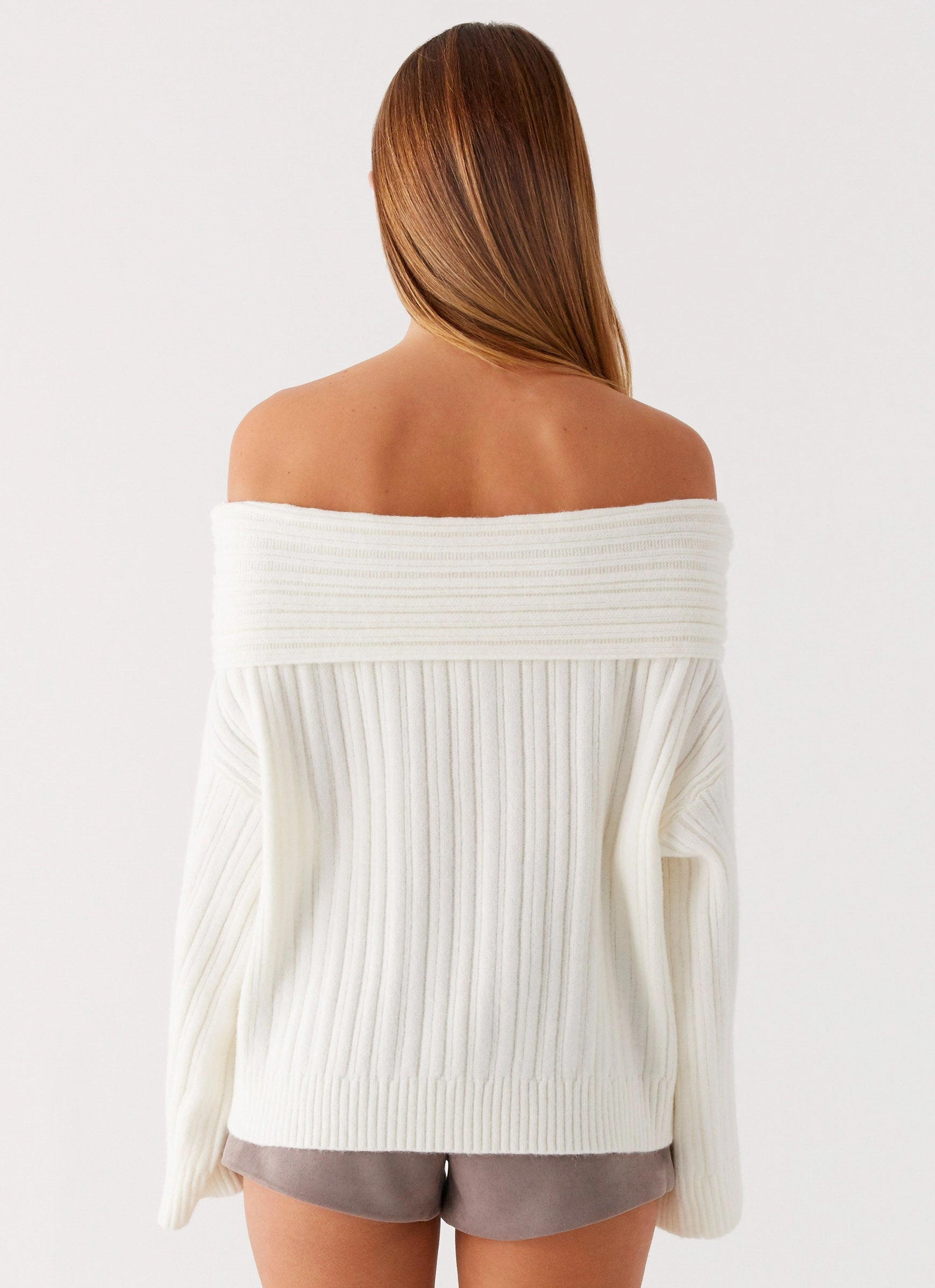 Ethical production SoftLining Federica Off Shoulder Knit - White