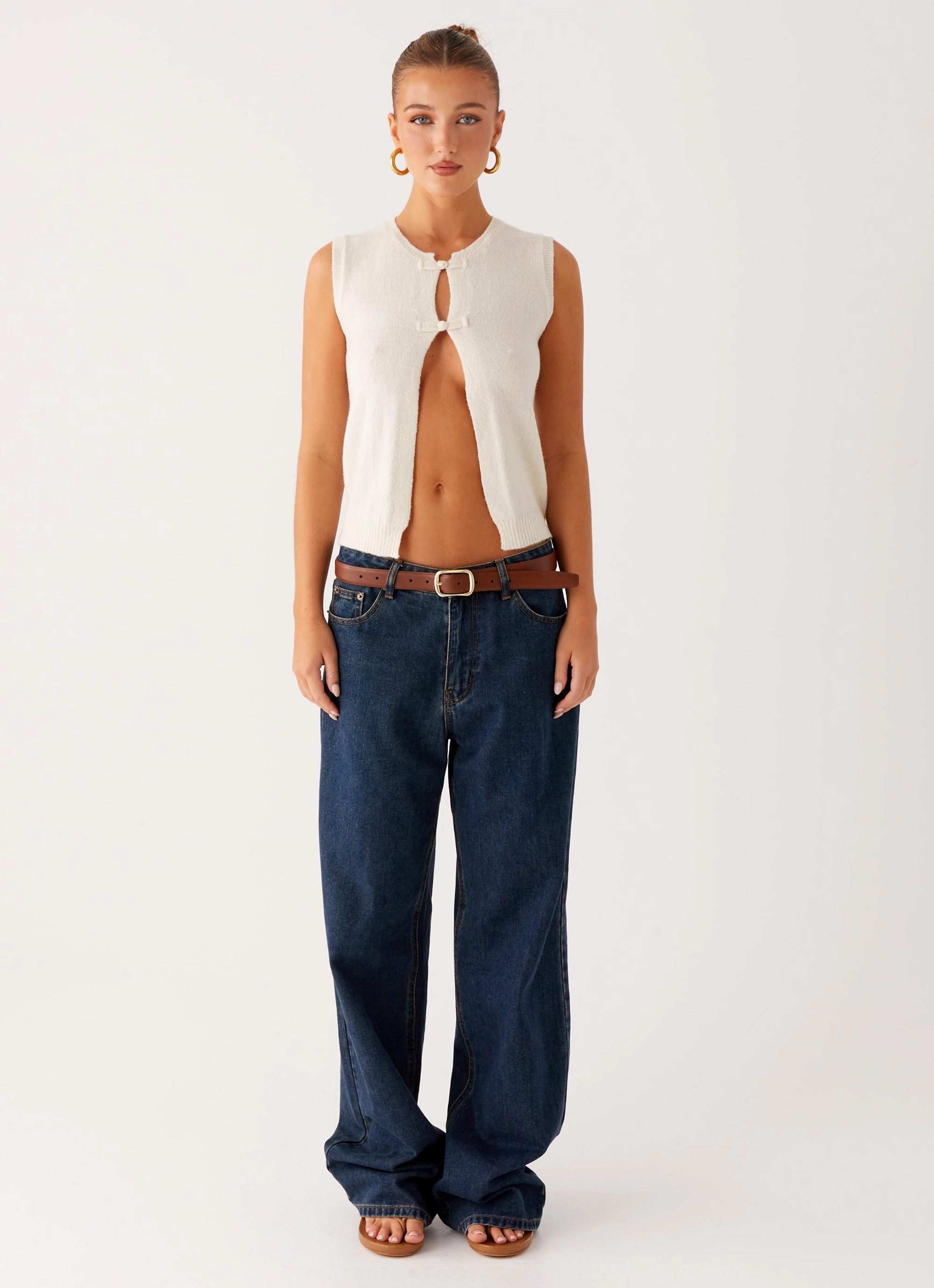 MultipanelLayout Bonded Hemline Maali Knit Top - White