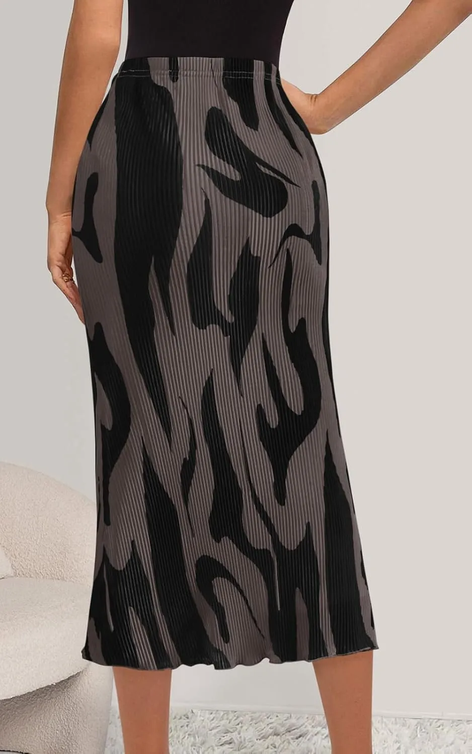 PRETTYGARDEN Women's 2025 Summer High Waist Graphic Print A Line Pleated Long Skirts for Women Trendy Plisse Midi Skirt