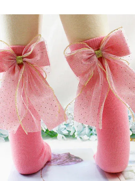 Princess Tulle Bow Knee High Socks